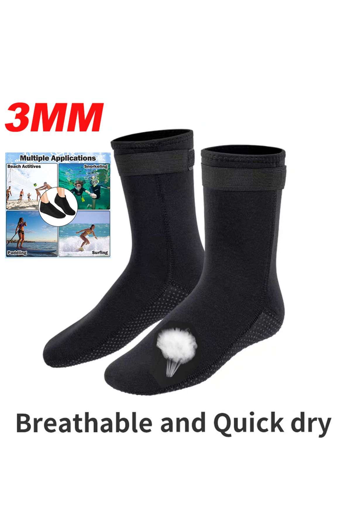 Choice-L 3mm Black 5mm Diving Socks 3mm Neoprene Wetsuit Water Socks Surf Beach Booties Anti-slip Swimming 1