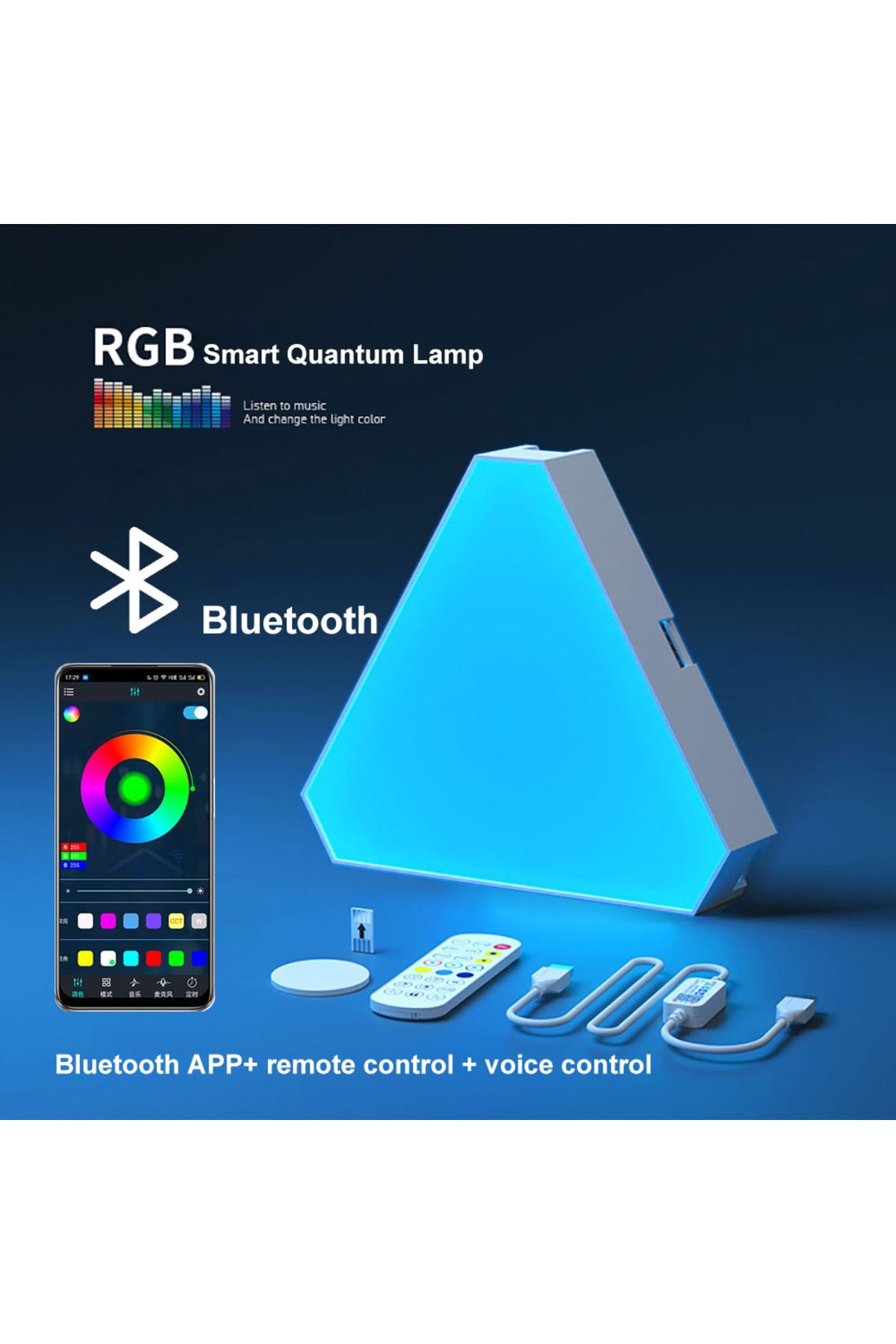 Choice-12 قطعة من تطبيق بلوتوث Noplug مصباح LED مثلثي كمي RGB مصباح حائط ذكي مع إيقاع الخلفية 1