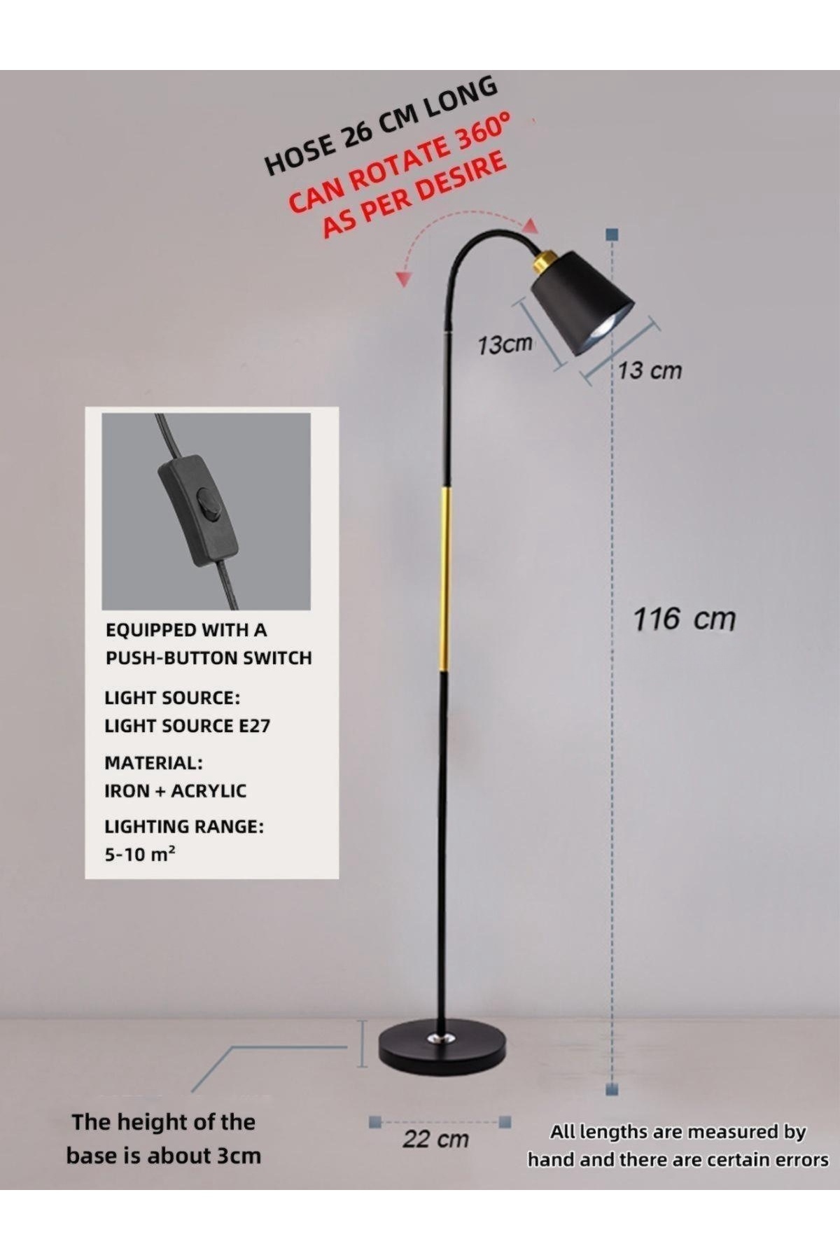 COOYA-Nordic Style Modern Floor Lamp, With 3 Lighting, Metal Tube, Eye-Caring, 12W, E27, for Room 4