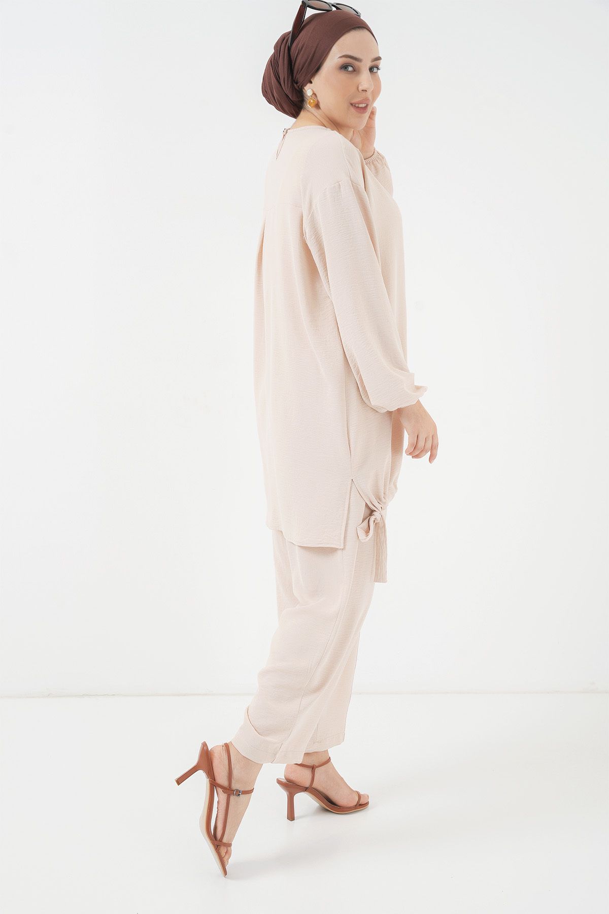 Bigdart-6682 Set tunică și pantaloni model crem 6