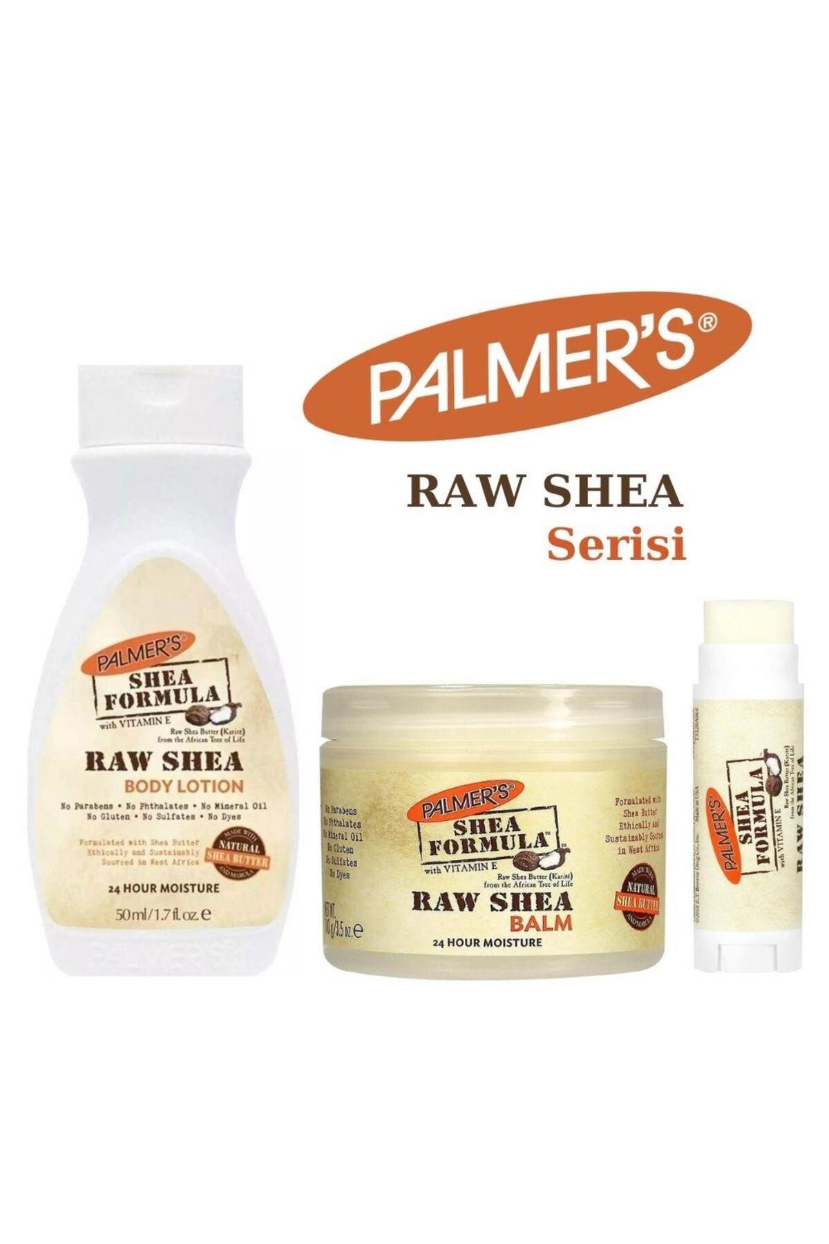 PALMER'S Shea Formula Raw Shea Body Lotion+Balm+Lip Balm 3'lü Raw Shea Serisi