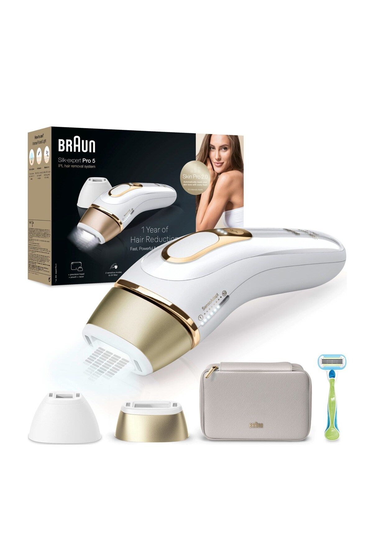 Braun Silk Expert Pro 5 Çantalı ve 2 Başlıklı IPL Lazer Epilasyon Aleti + Venus Tıraş Makinesi