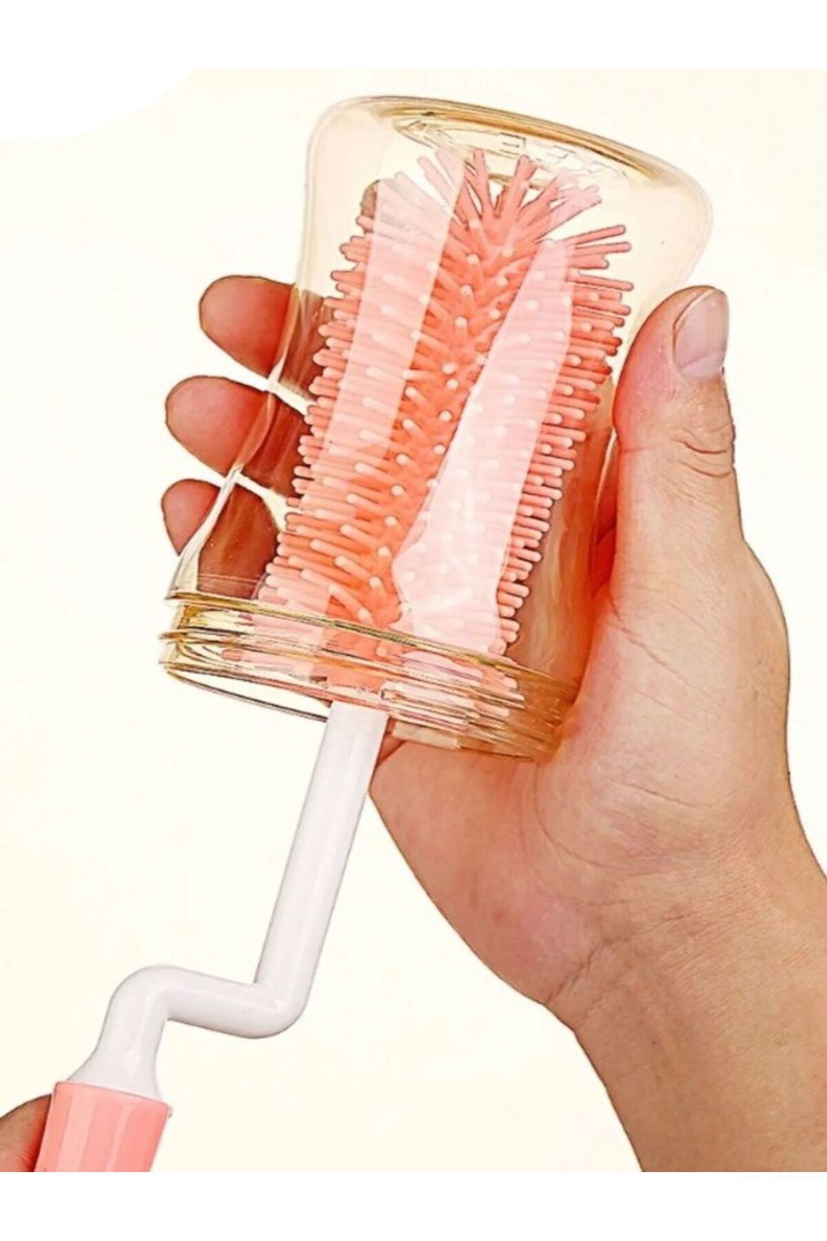 Özasya AVM Pembe Renk Silikon Uçlu Ekstra Yumuşak Kıllı Sağlam Kavanoz Bardak Şişe Ve Biberon Temizleme Fırçası fotoğrafı 4 (önizleme)