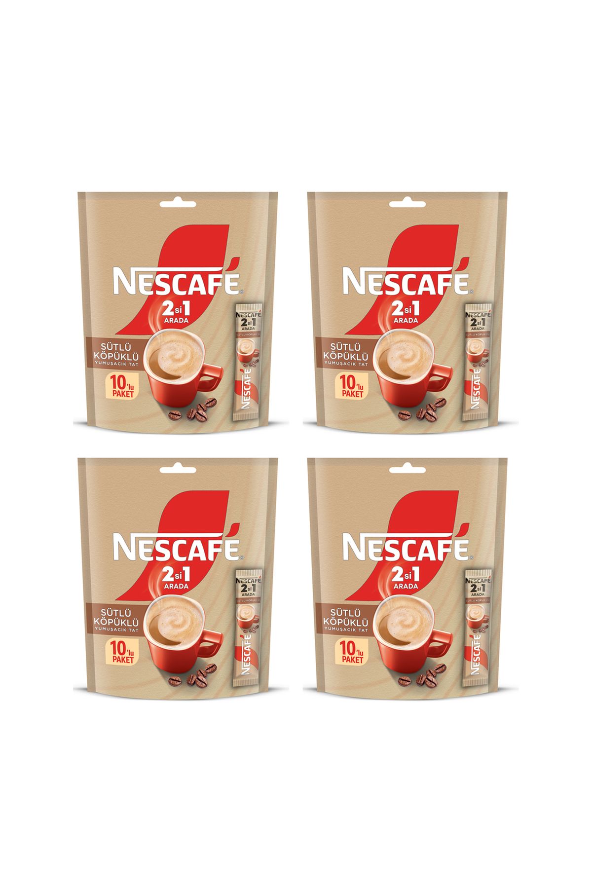 Nescafe 2 si 1 Arada Sütlü Köpüklü 10'lu Ekonomik Paket X 4 Adet