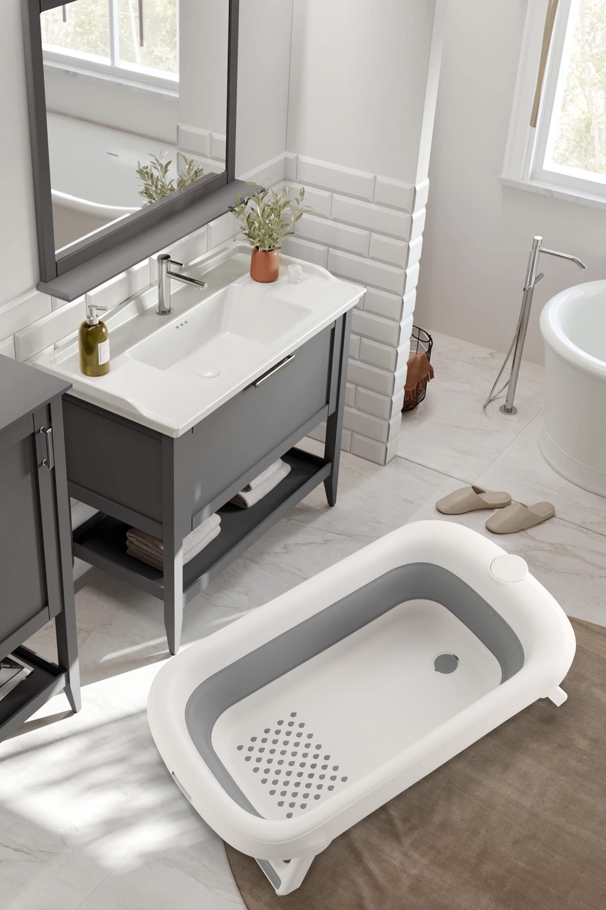 Zuu Baby Bebek Küveti Katlanır Lüks Aqua Nest Gri 45 Litre fotoğrafı 7 (önizleme)