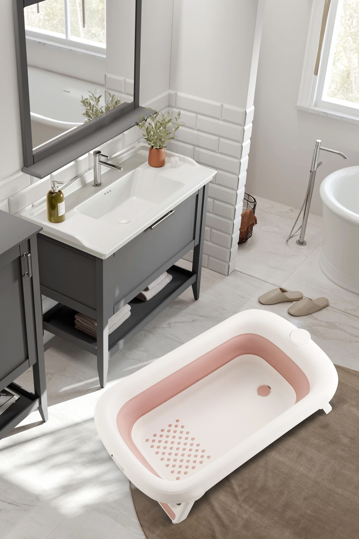 Zuu Baby Bebek Küveti Katlanır Lüks Aqua Nest Pembe 45 Litre fotoğrafı 7 (önizleme)