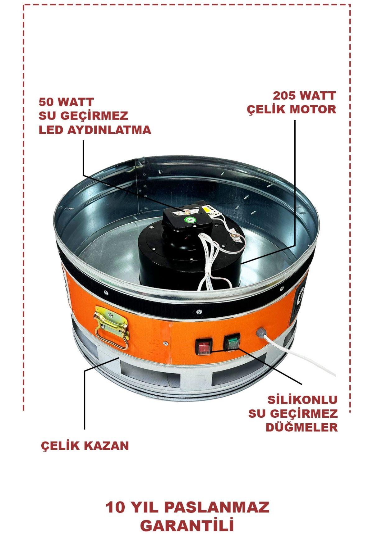 Gel Gel Balon 205 WATT ÇELİK MOTOR ÇELİK KAZAN ALT TABLA İLE LED IŞIKLI GEL GEL BALON ALT KISMI SETİ