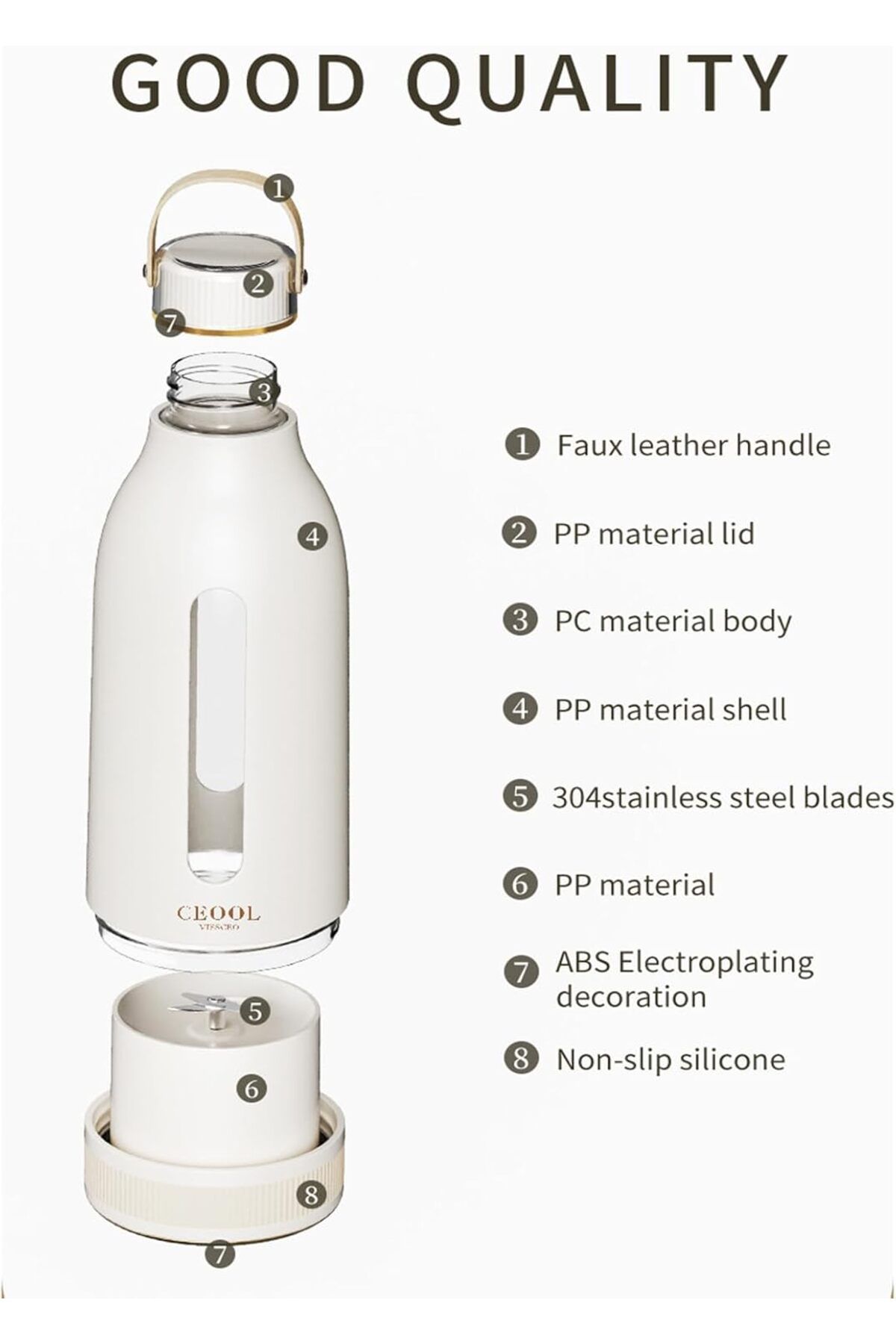 Coverzone-Portable 400ml Juicer - Cup and Smothie Blender Zh005 8