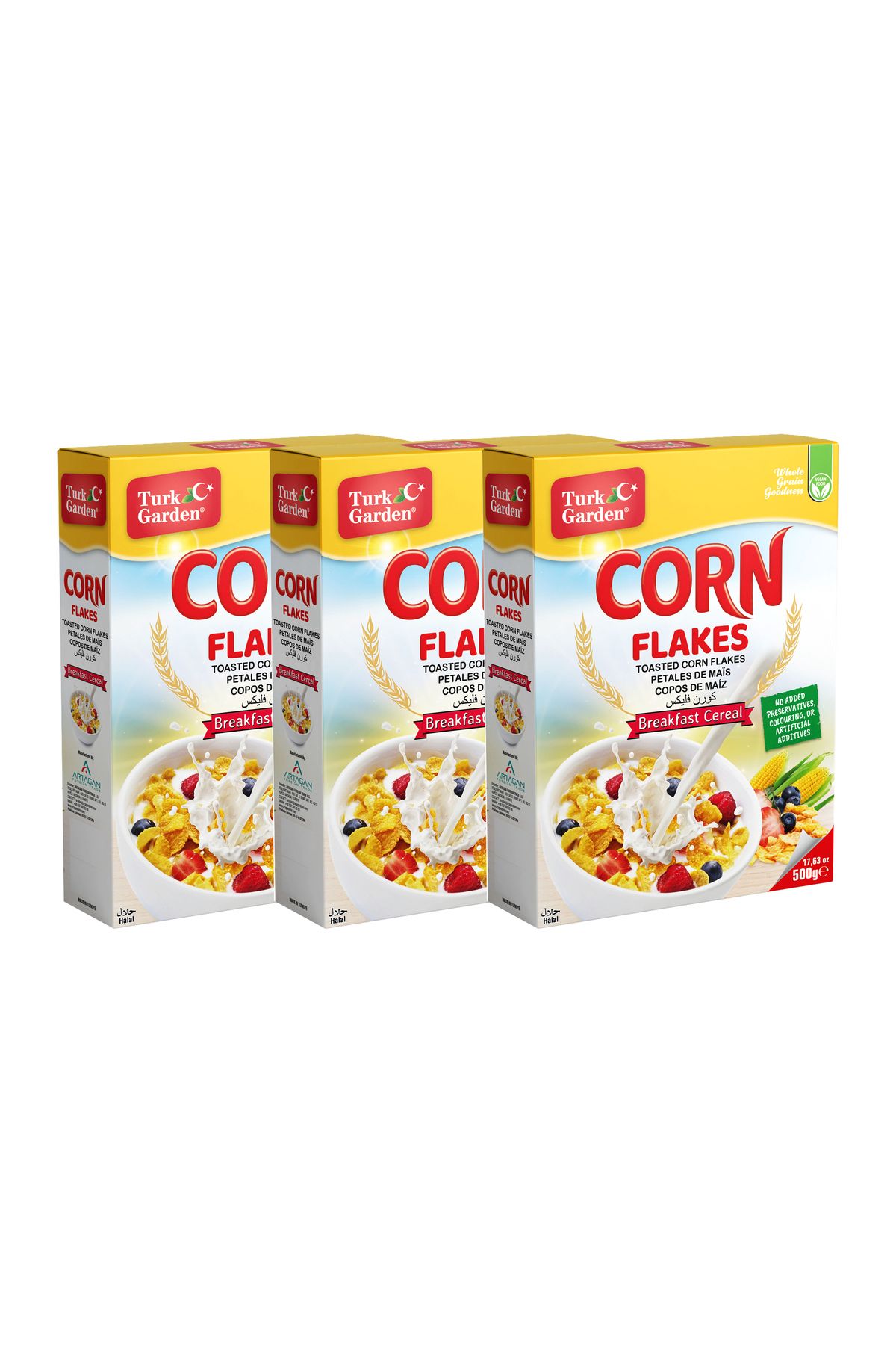 TURK GARDEN Corn Flakes Mısır Gevreği 500 gr 3'lü Paket