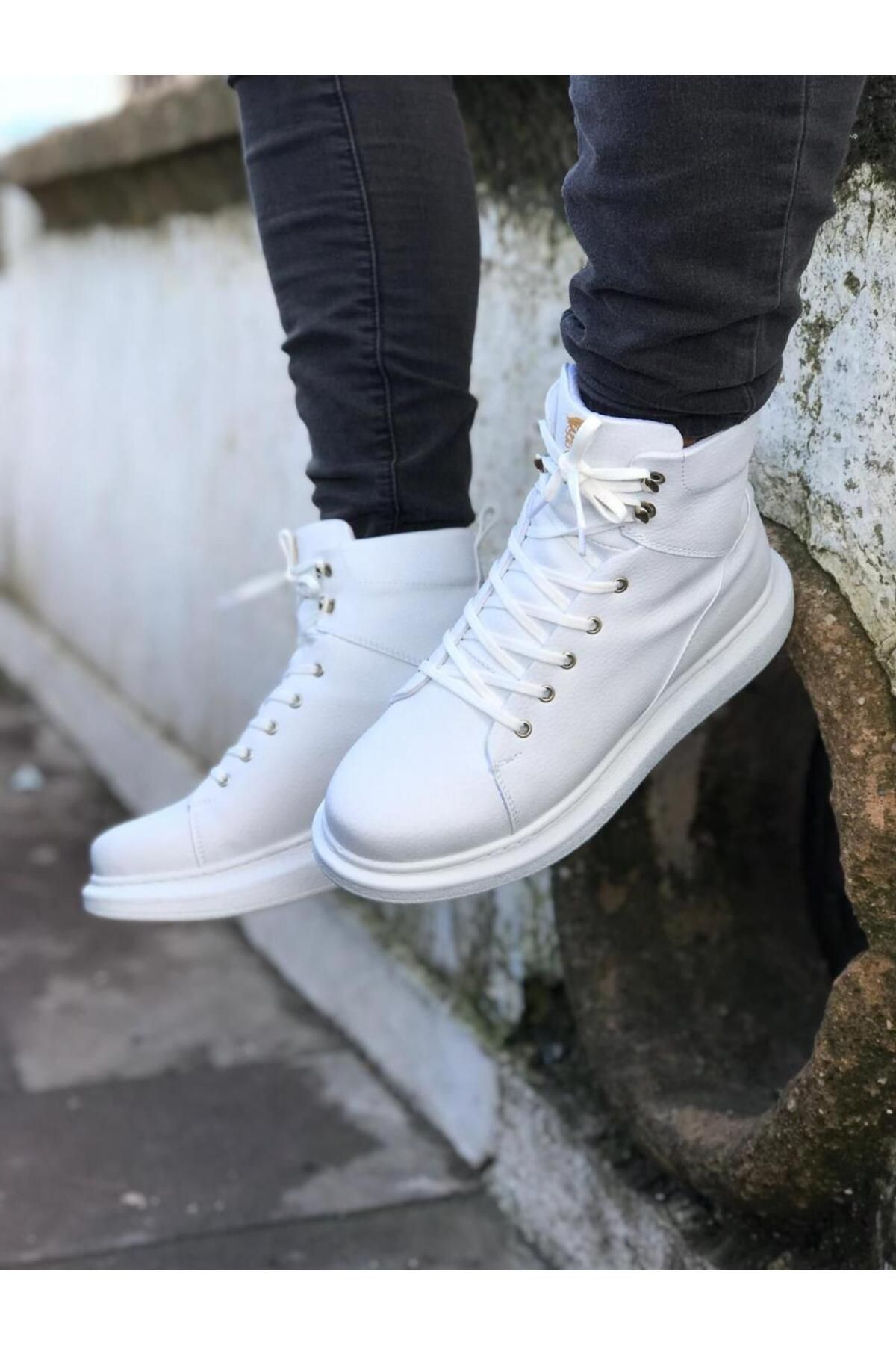 Knack-White High Sole Shoes - B-080 3