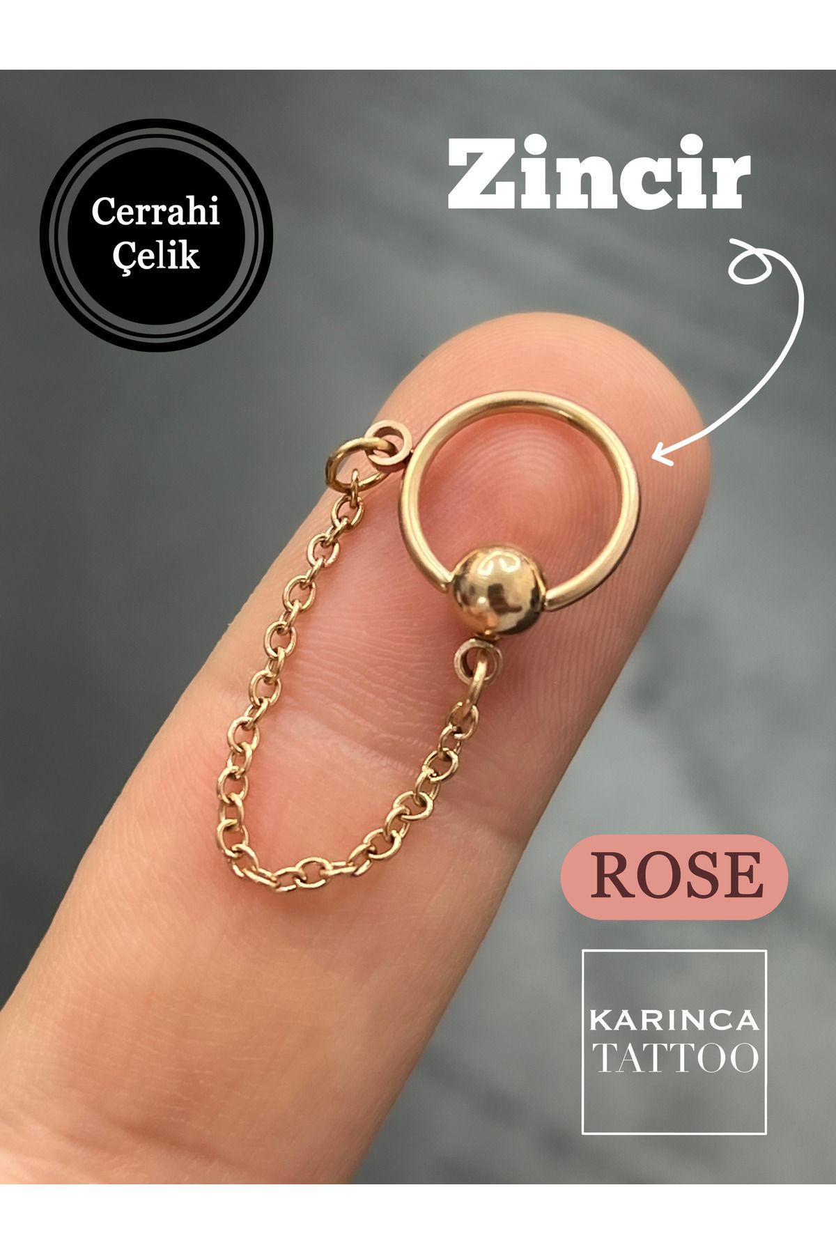 Karınca Piercing-Chain Dangle Helix Ear Piercing - Cartilage Nozzle Earring Surgical Steel 2