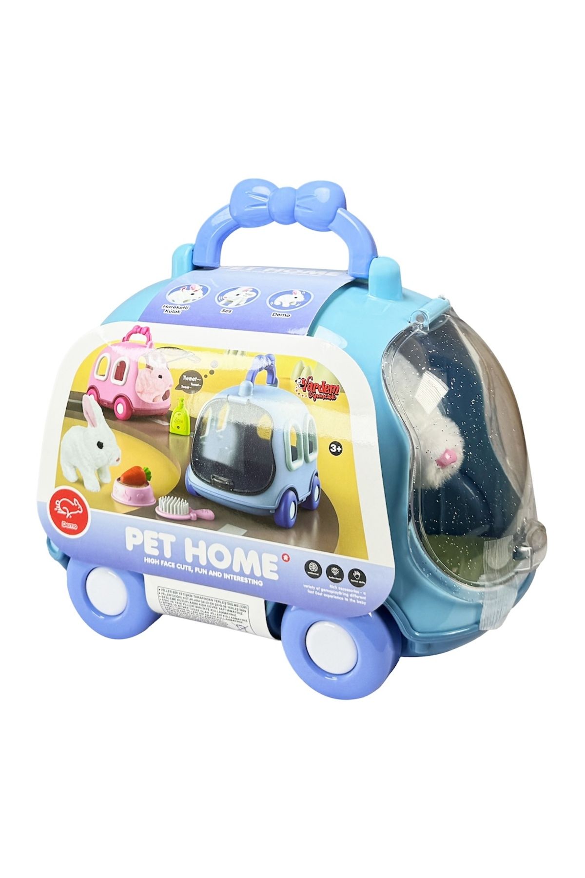 Tower Toys Taşıma Araba Çantalı Hareketli Pilli Tavşan Set Hareketli Tavşan Pet Home