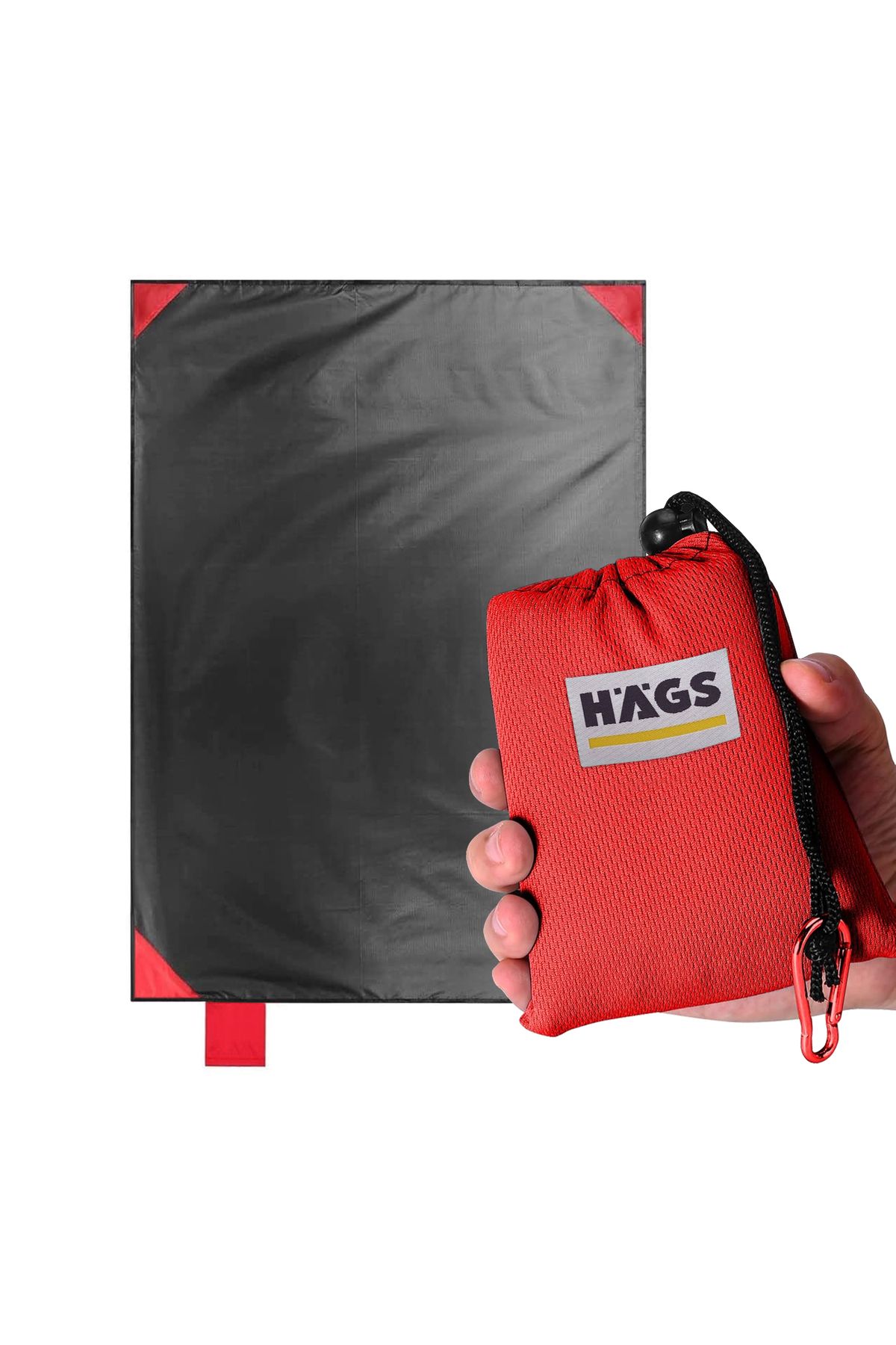HAEGS Cep Yer Örtüsü, Piknik Örtüsü Kamp Matı, Plaj Örtüsü Su Geçirmez Hızlı Kurur 180-150cm Kırmızı