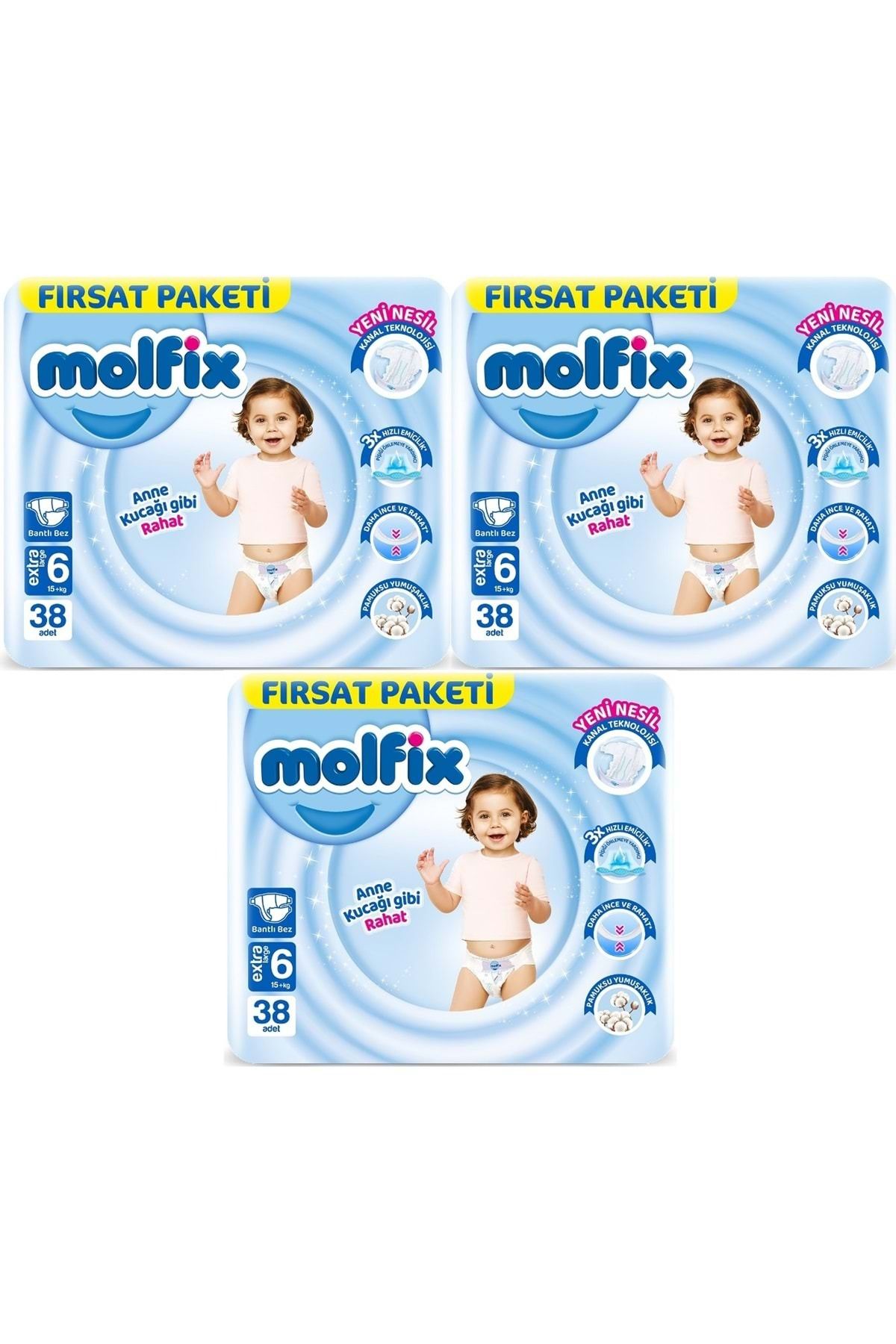 Molfix Bebek Bezi Beden:6 (15 KG) Extra Large 114 Adet Aylık Fırsat Pk