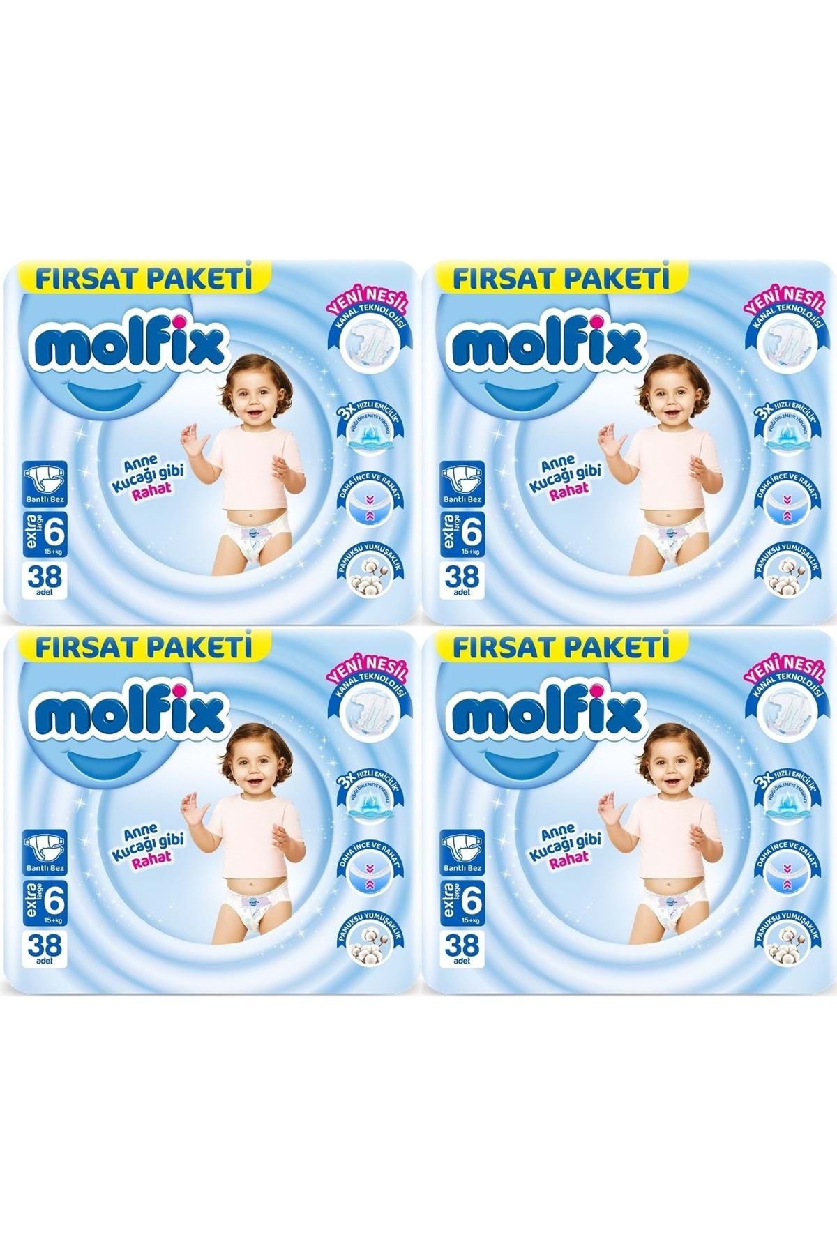 Molfix Bebek Bezi Beden:6 (15 KG) Extra Large 152 Adet Avantaj Fırsat Pk