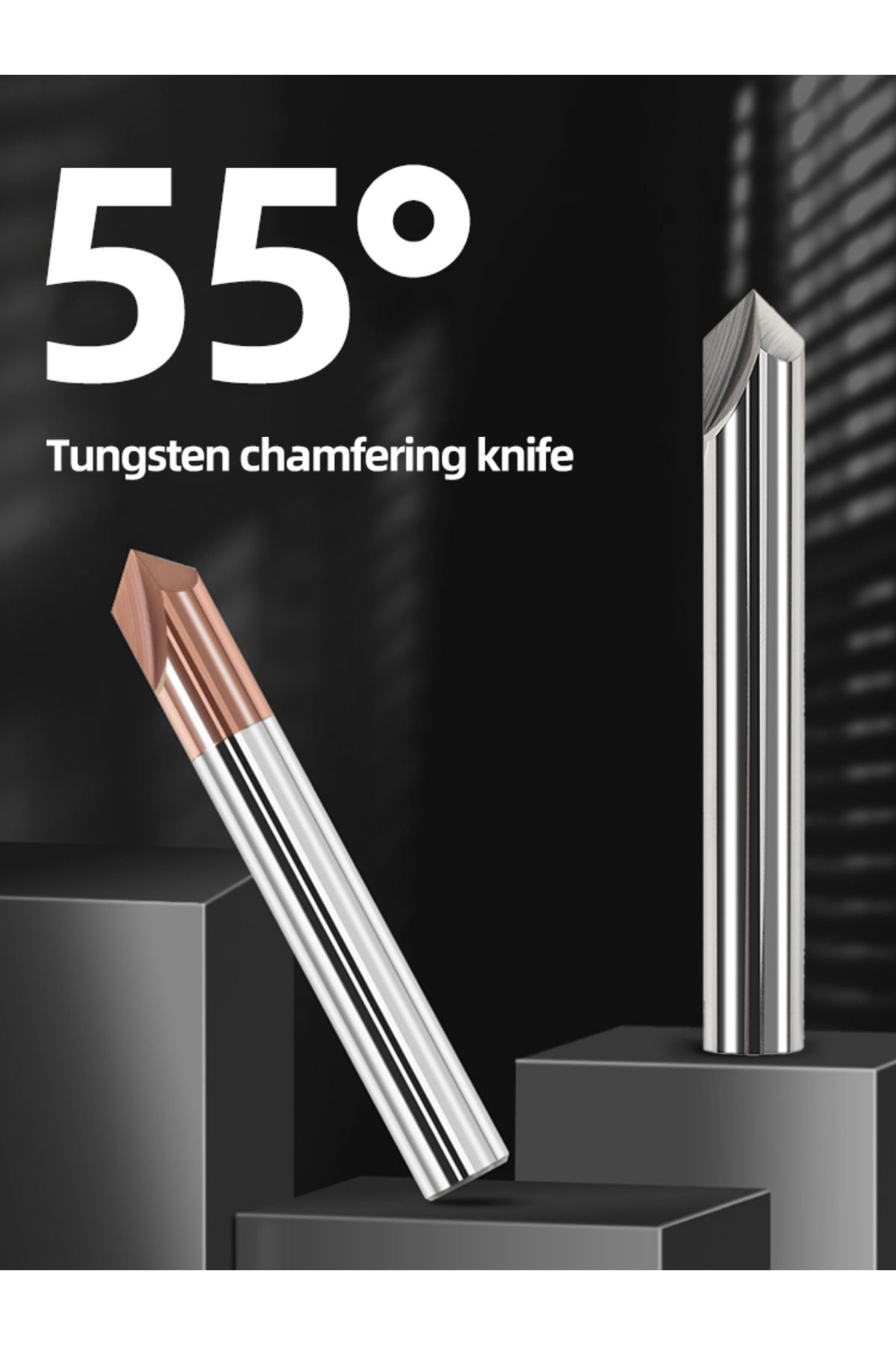 kakarot-HRC55 STEEL D6X50LX3F-90deg قاطع طحن كربيد إزالة الحواف V Grove Router 90 8