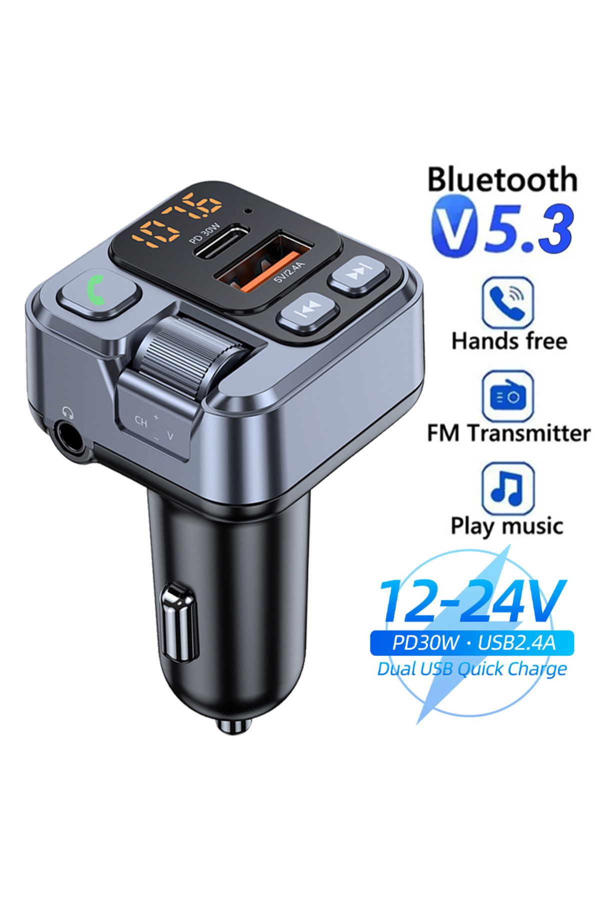 Choice-Hm101 Car Bluetooth Receiver Usb U Disk Read Pd20w Fast Charging Digital Display Car Mobile Phone Ad 1