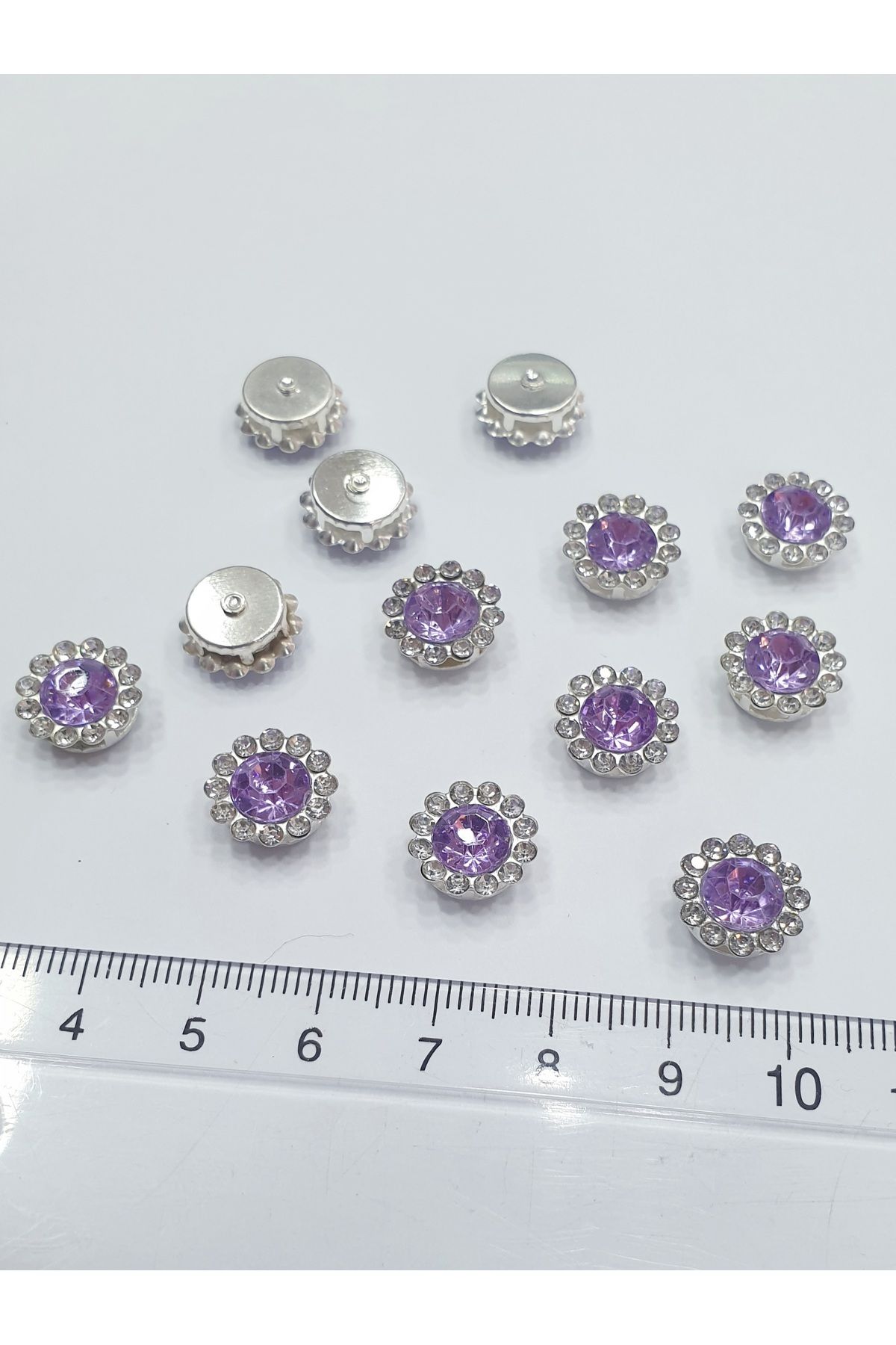 CRYSTALSHOP Taşlı Papatya - 10mm Lila (50 Adet)