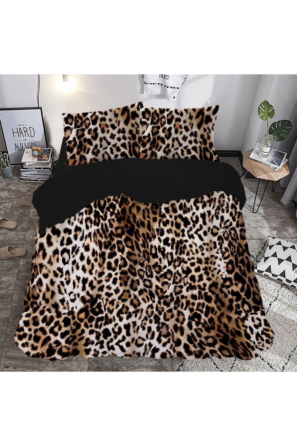 hediyechy GİFT DUVET COVER LEOPAR  Temalı 3d Baskılı Çift Kişilik Nevresim Takımı