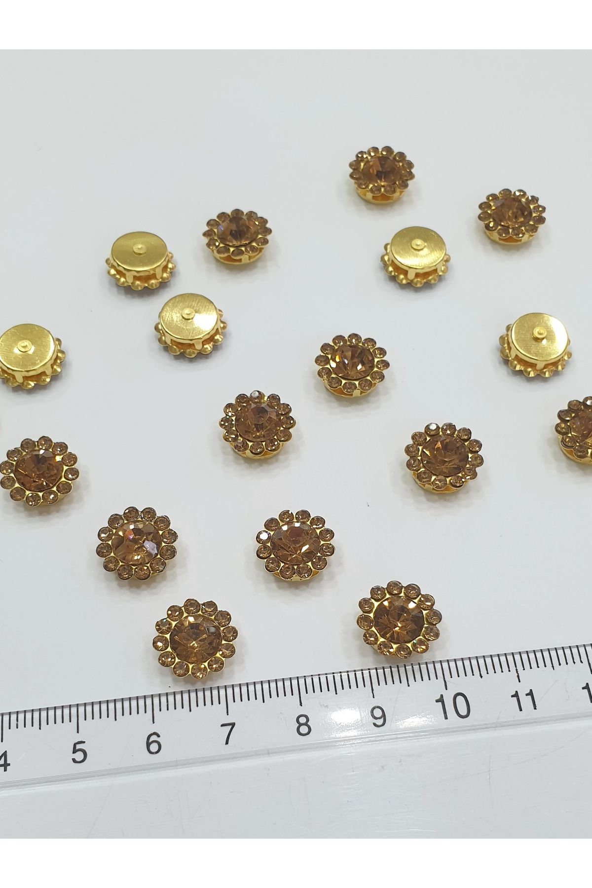 CRYSTALSHOP Taşlı Papatya - 10mm Gold S (50 Adet)