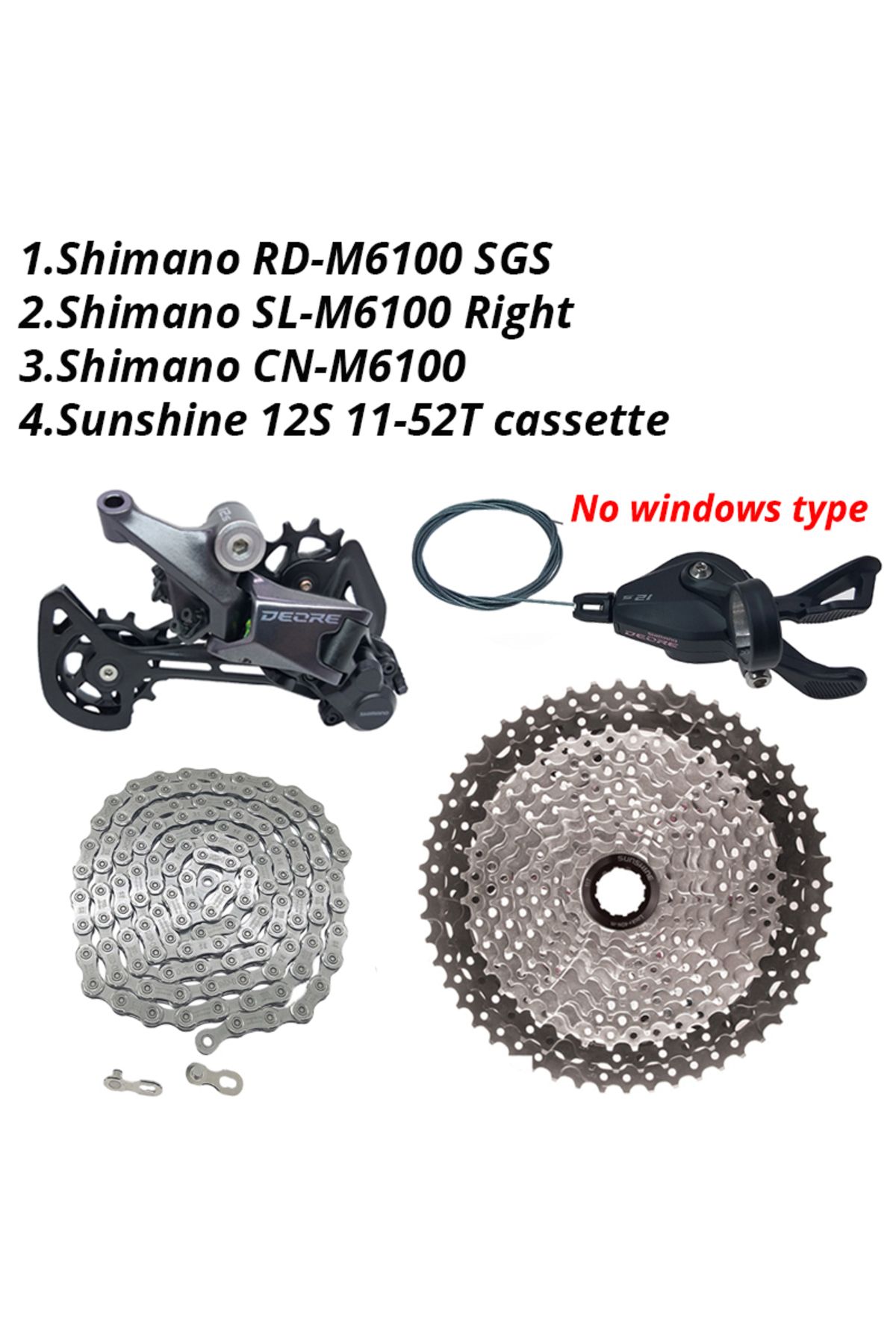 Choice-No Windows 52t Shimano Deore M6100 1x12 Speed Derailleurs Groupset 12 Speed Right Shift Lever Dowel 1
