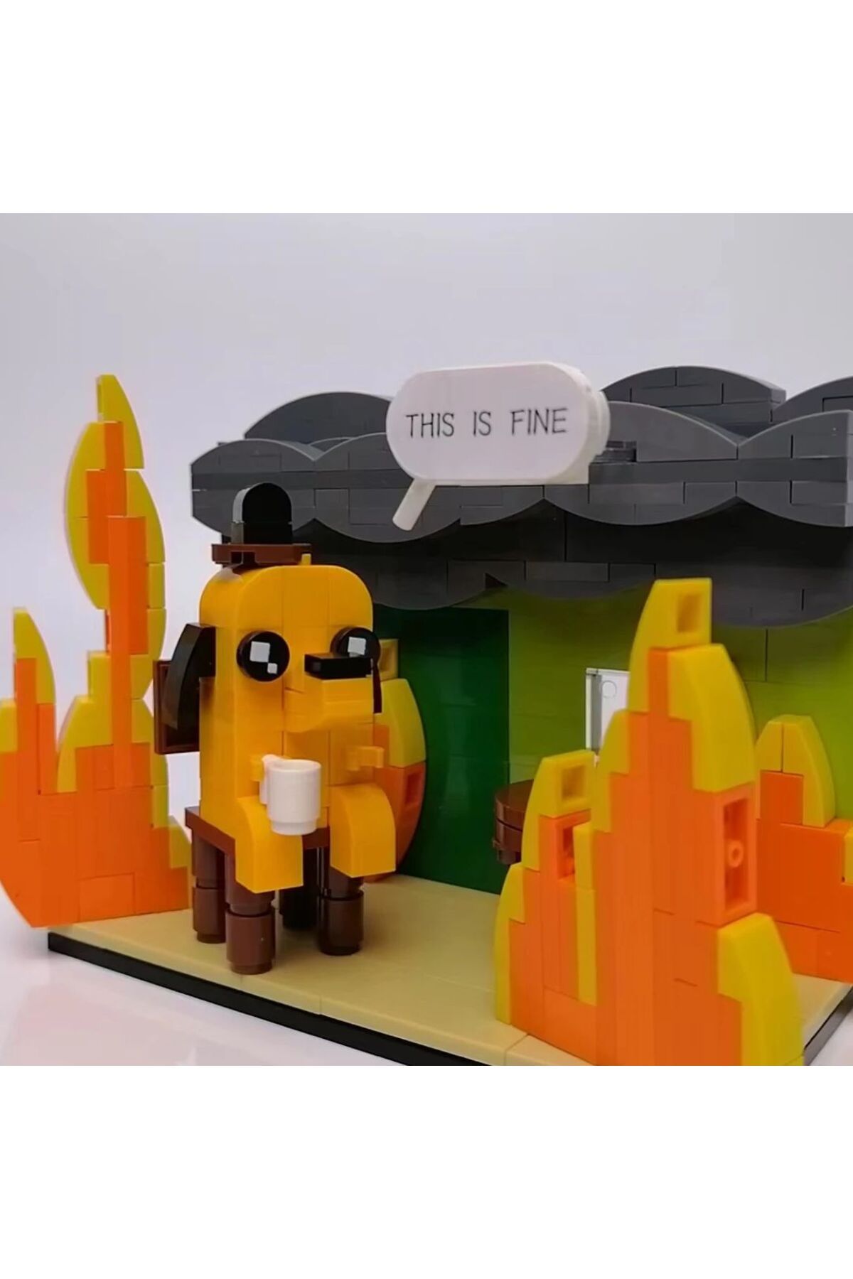 Choice-Paper Instruction No Box 299pc Moc This Is Fine Dog Building Block Kit Cartoon Fire Meme Vignette Ho 4