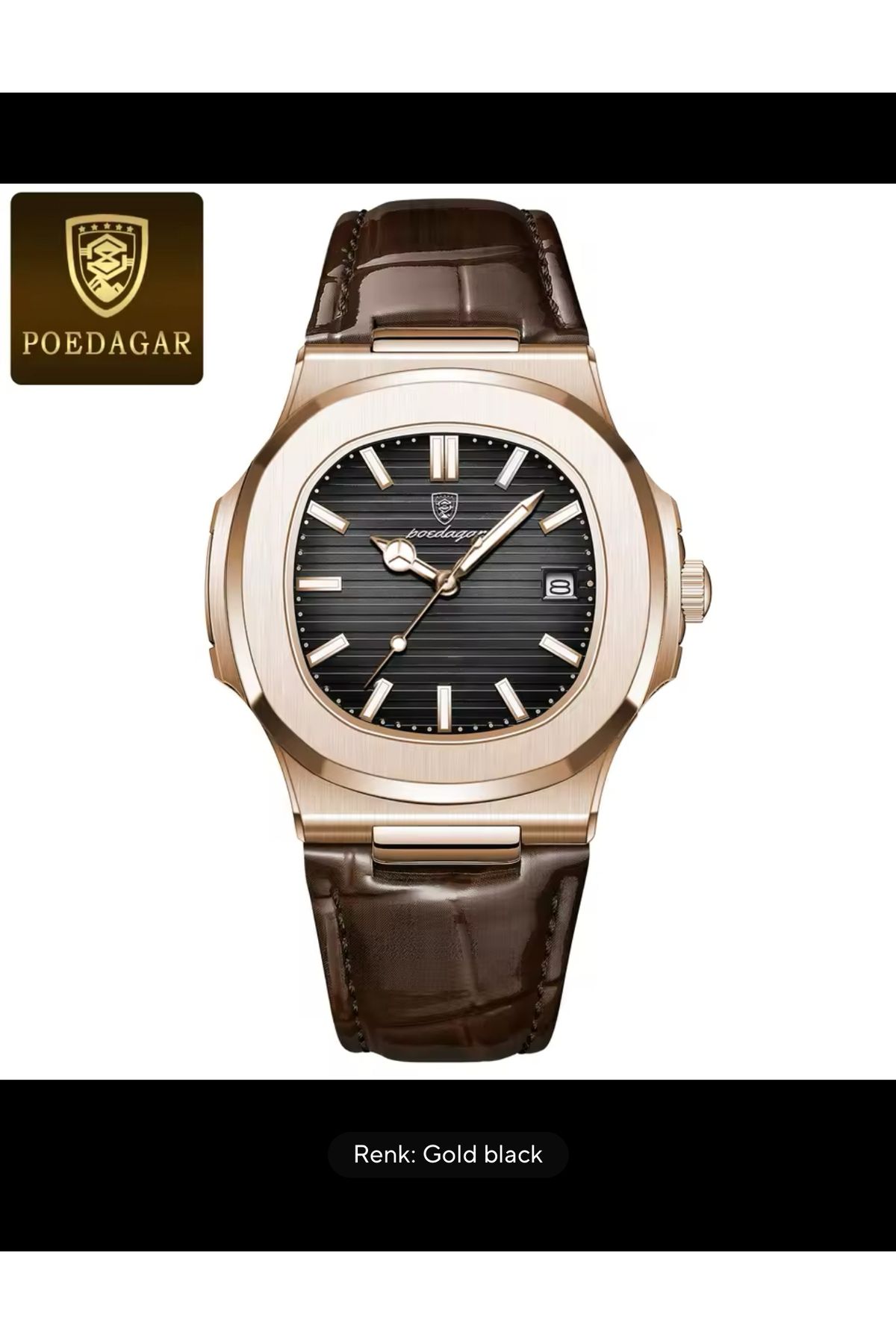 POEDAGAR GOLD KASA DERİ KORDON ŞIK PATEKS  MODEL