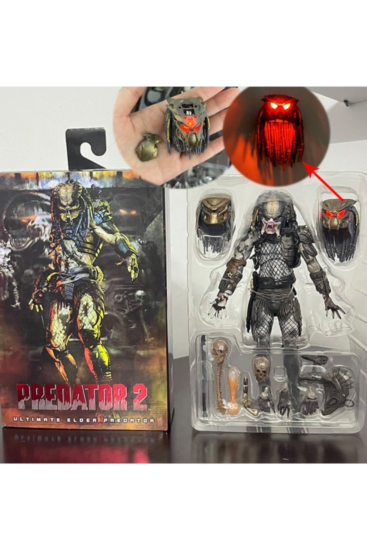 Choice-With Box Neca Elder Predator Figure With Led Predator Vs Alien Edition Predator Alien Hunter Action 7