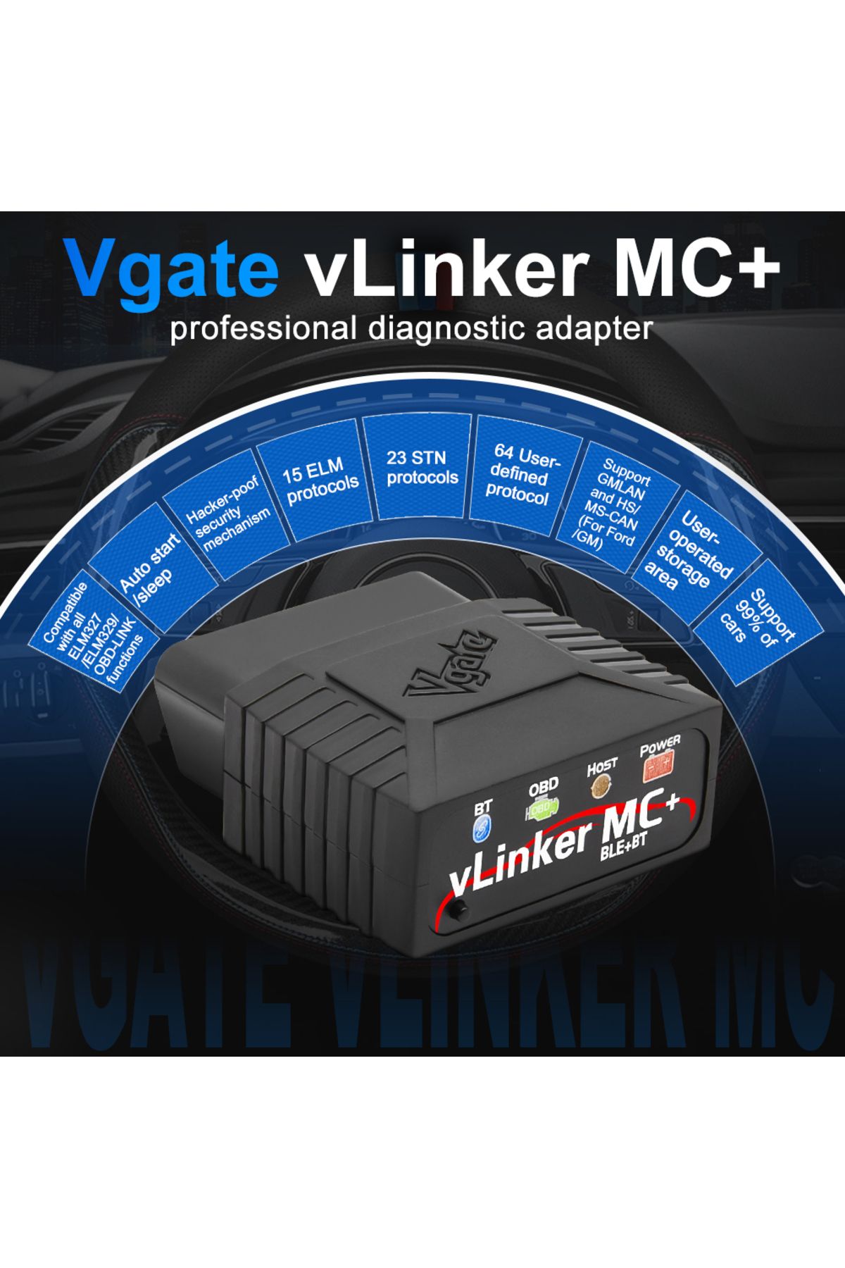 Vgate-جهاز فحص اعطال السيارات vLinker MC ELM327 V2.2 بلوتوث 3.0 4.0 OBD2 OBD 2 BimmerCode FORScan Auto Car Diag... 3