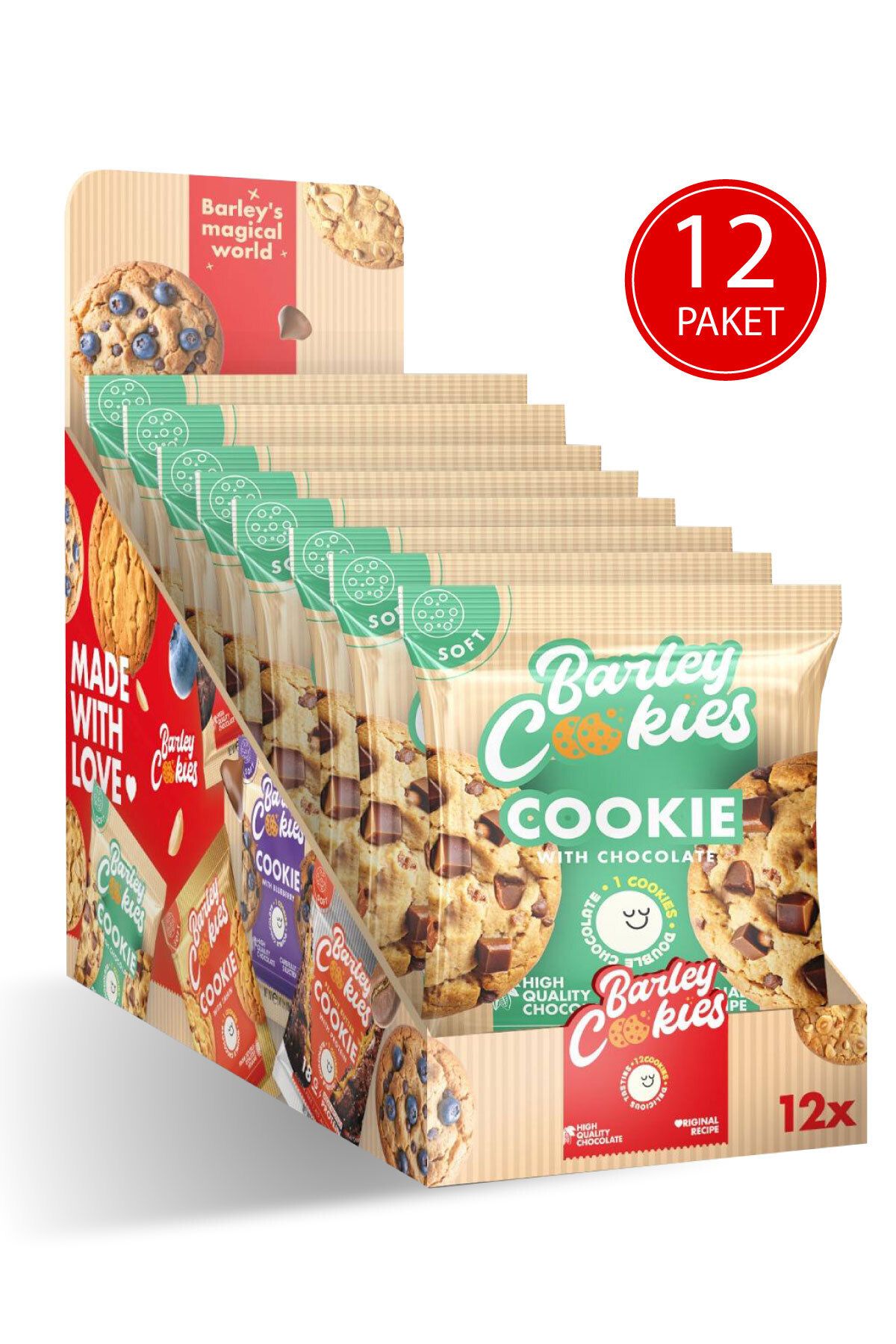 Barley Cookies Parça Çikolatalı Soft Cookies 40g X 12 Paket