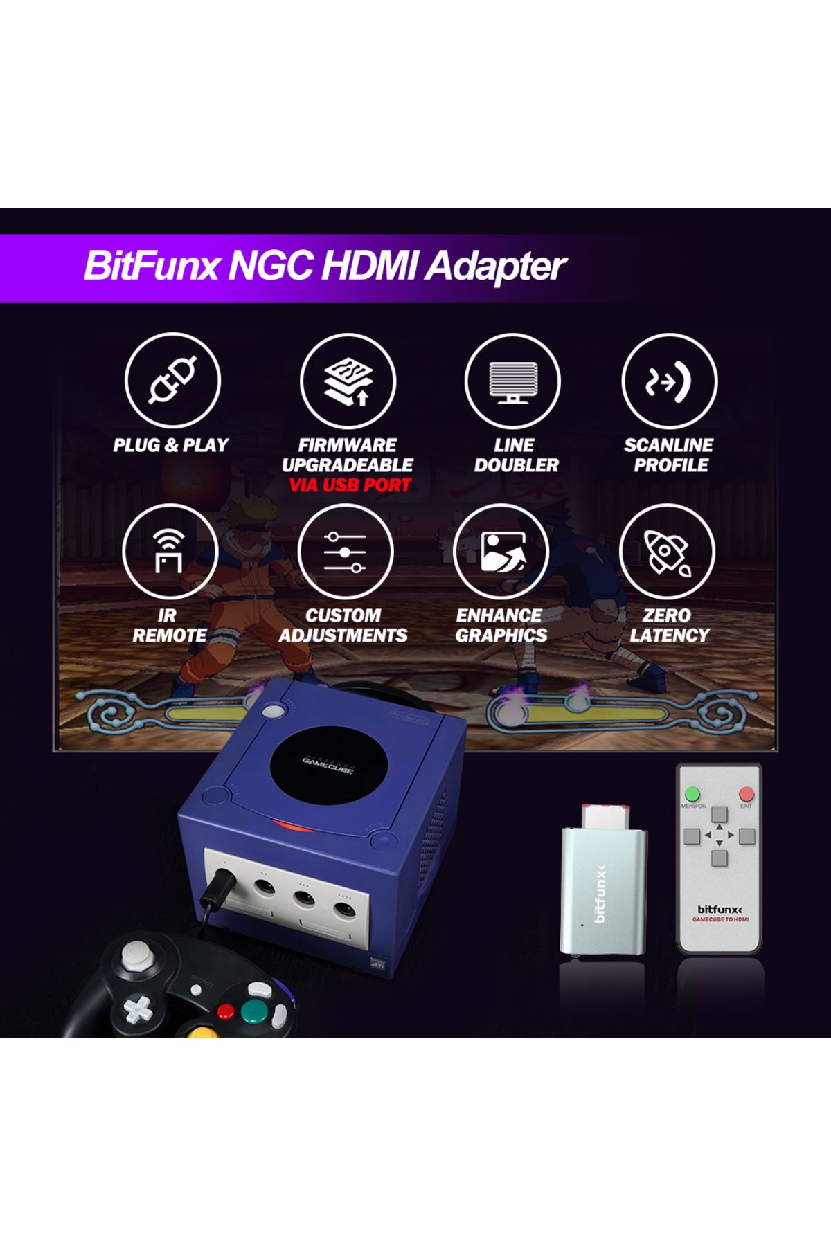 Choice-Bitfunx GC Video HDMI Adapter Digital AV to HDMI GC2HDMI for Nintendo Gamecube NGC DOL-001 Game C... 2