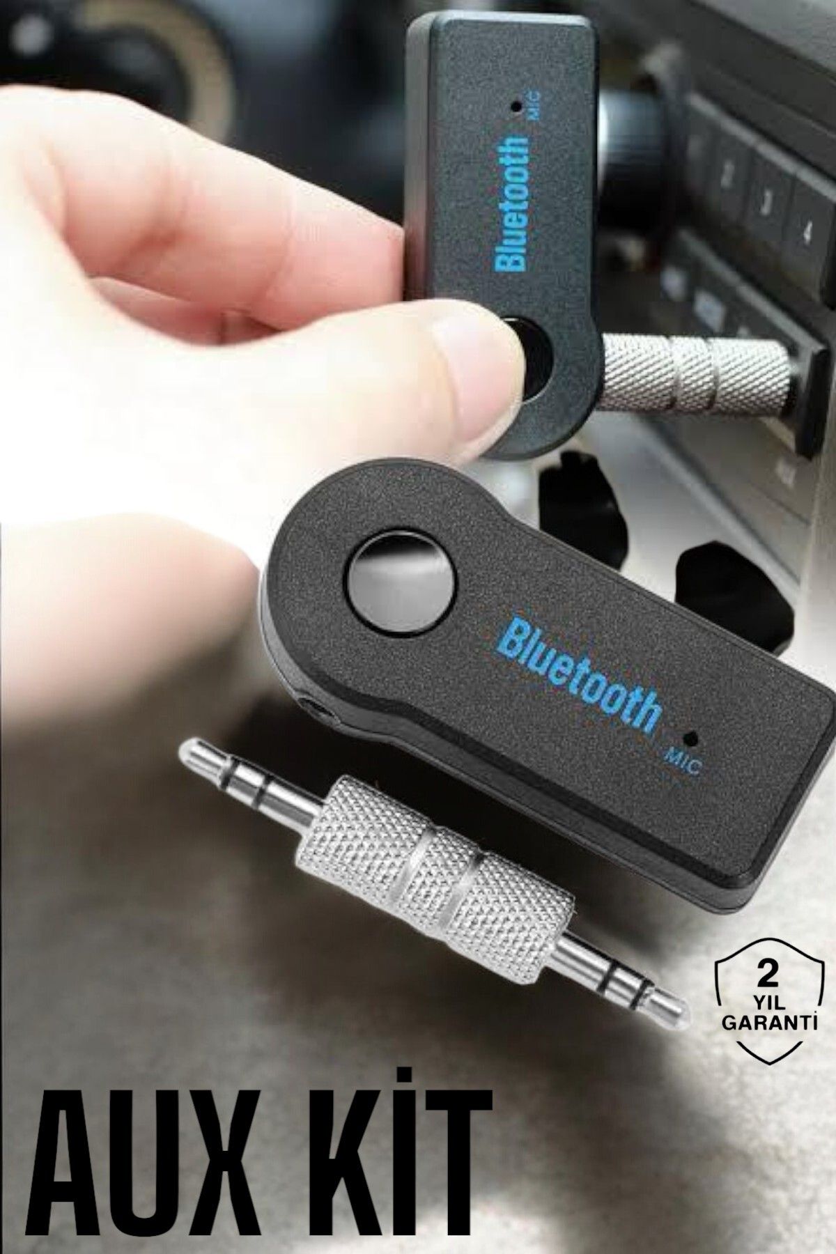 ÇilekTech Kablosuz Bluetooth Aux Araç Kiti Siyah Hafıza Kartlı