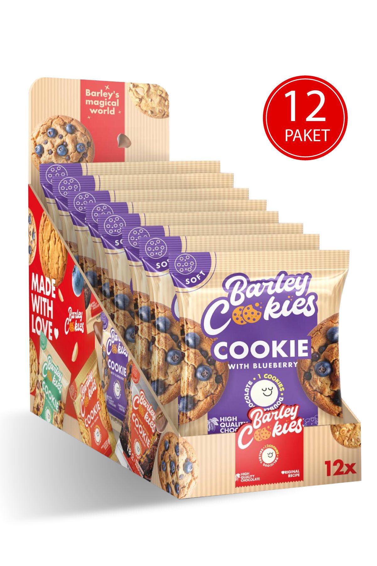 Barley Cookies Yaban Mersinli Soft Cookies 40g X 12 Paket