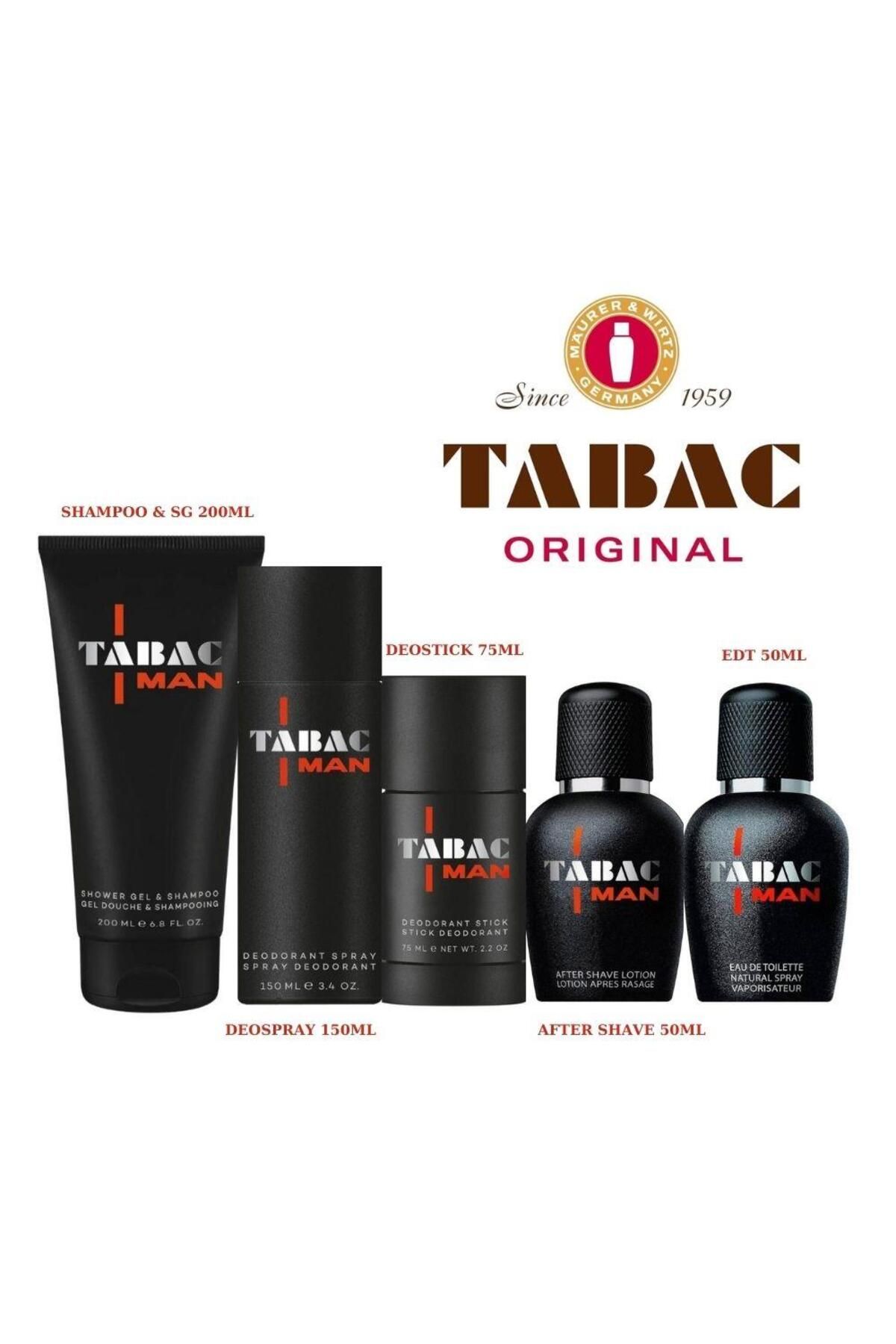 Tabac Man EDT 50 ml+Shampoo+Deospray+Deostick+After Shave Erkek Parfüm Seti