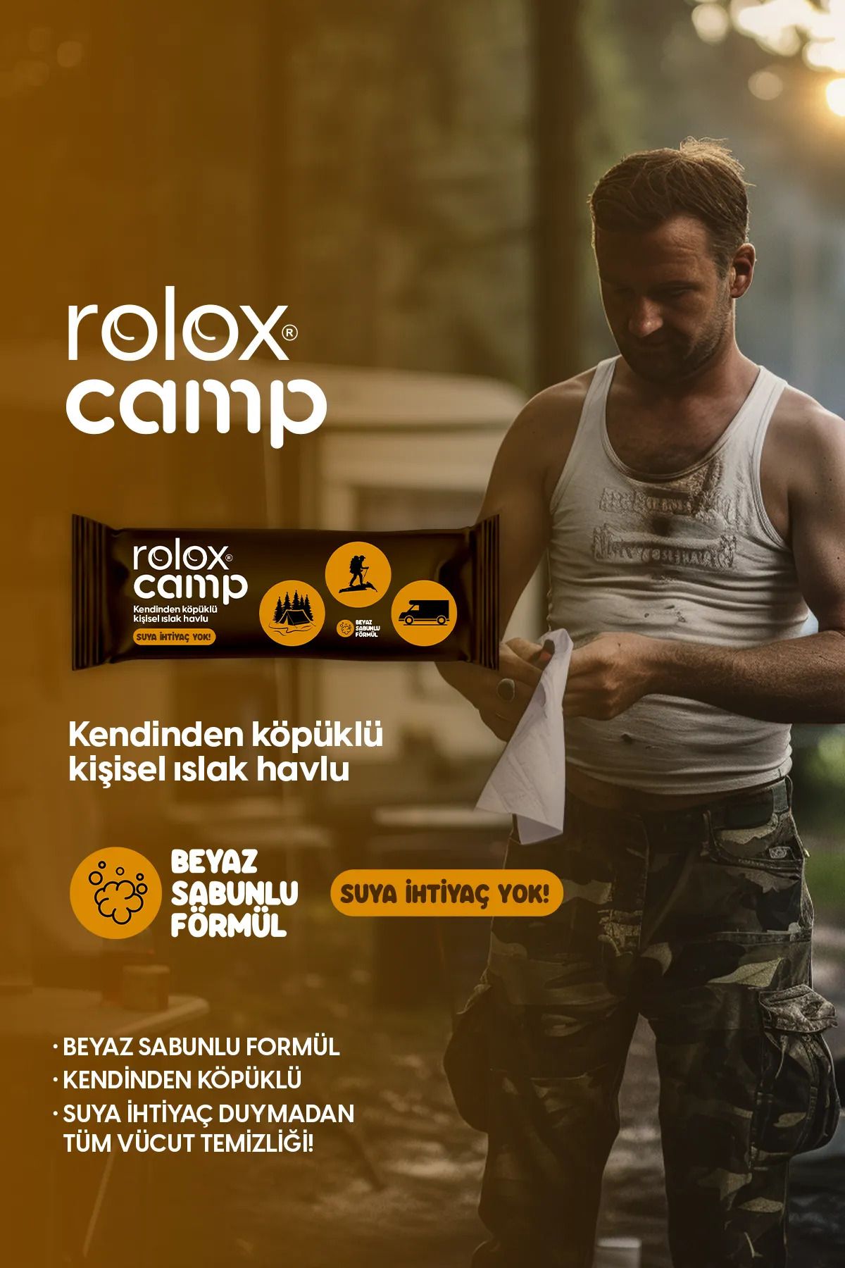 Rolox 100 Paket  Kendinden Köpüklü Kişisel Islak Havlu