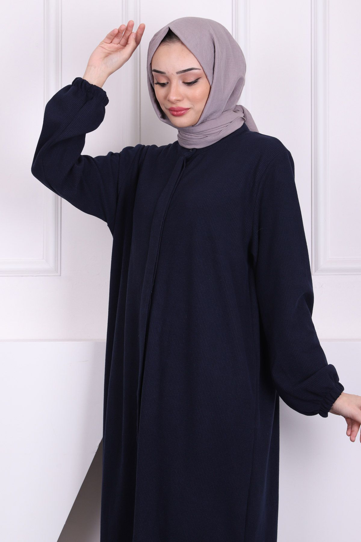 İmajButik-Navy Blue Ribbed Pants Tunic Set 2