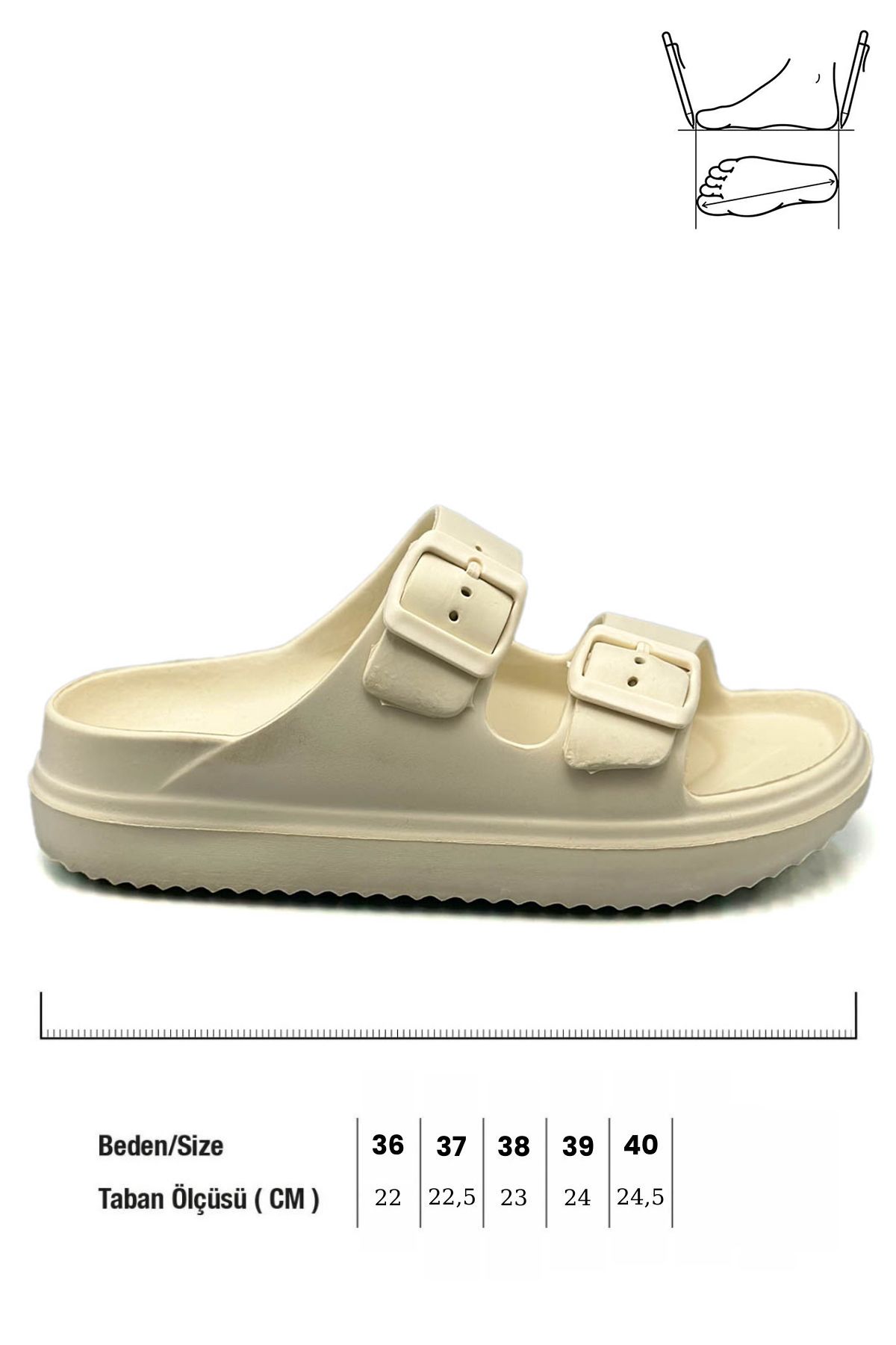 sermoda-Lightweight Eva Sink Slippers - Double Buckle Summer Beach and Pool Slippers - Ecru 2