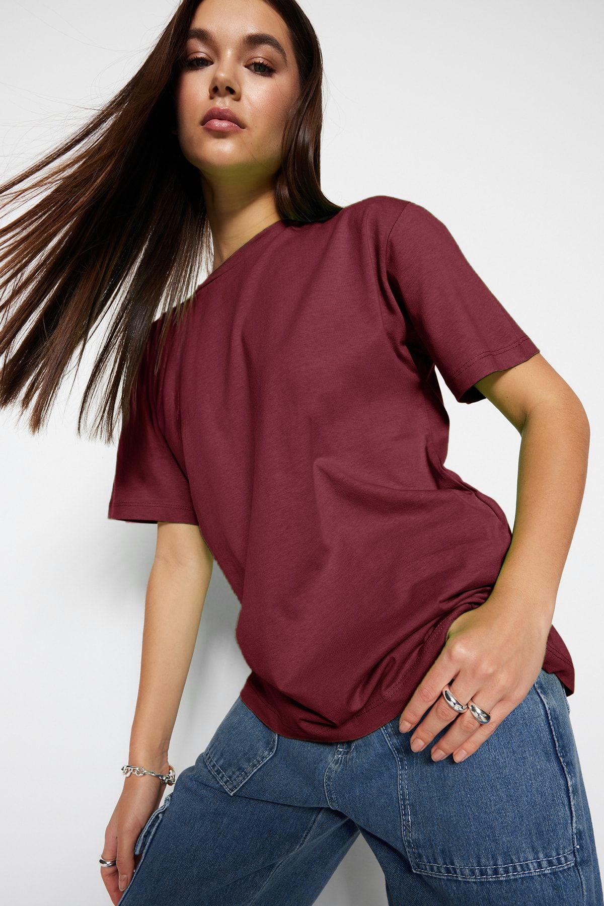 Trendyol Collection 100% bavlna Crew Neck Wide Fit Tričko - Twoss20Ts0134