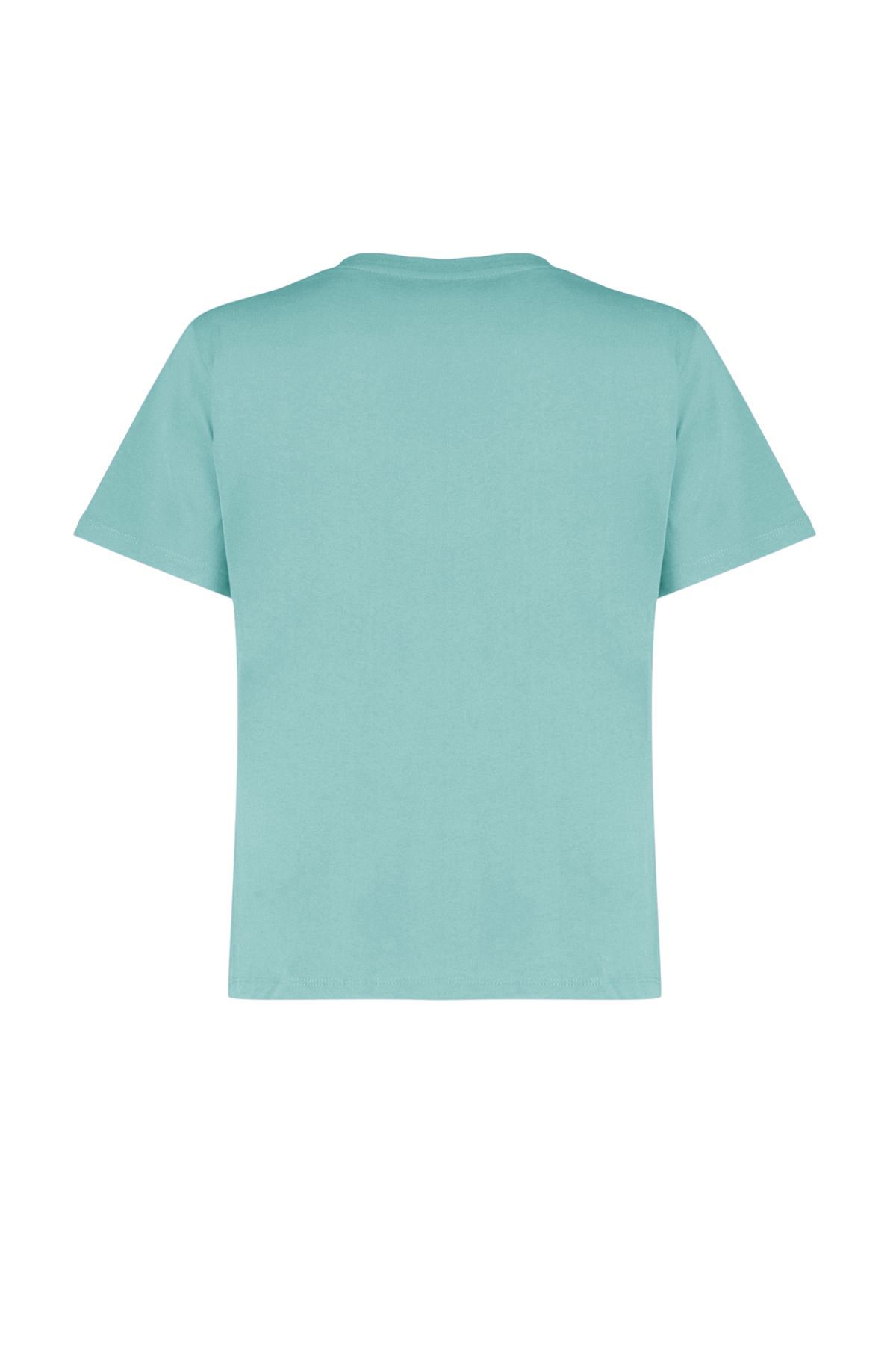 Trendyol Collection-Πλεκτό T-Shirt Basic Turquoise Crew Neck - 100% βαμβάκι TWOSS23TS00000 7