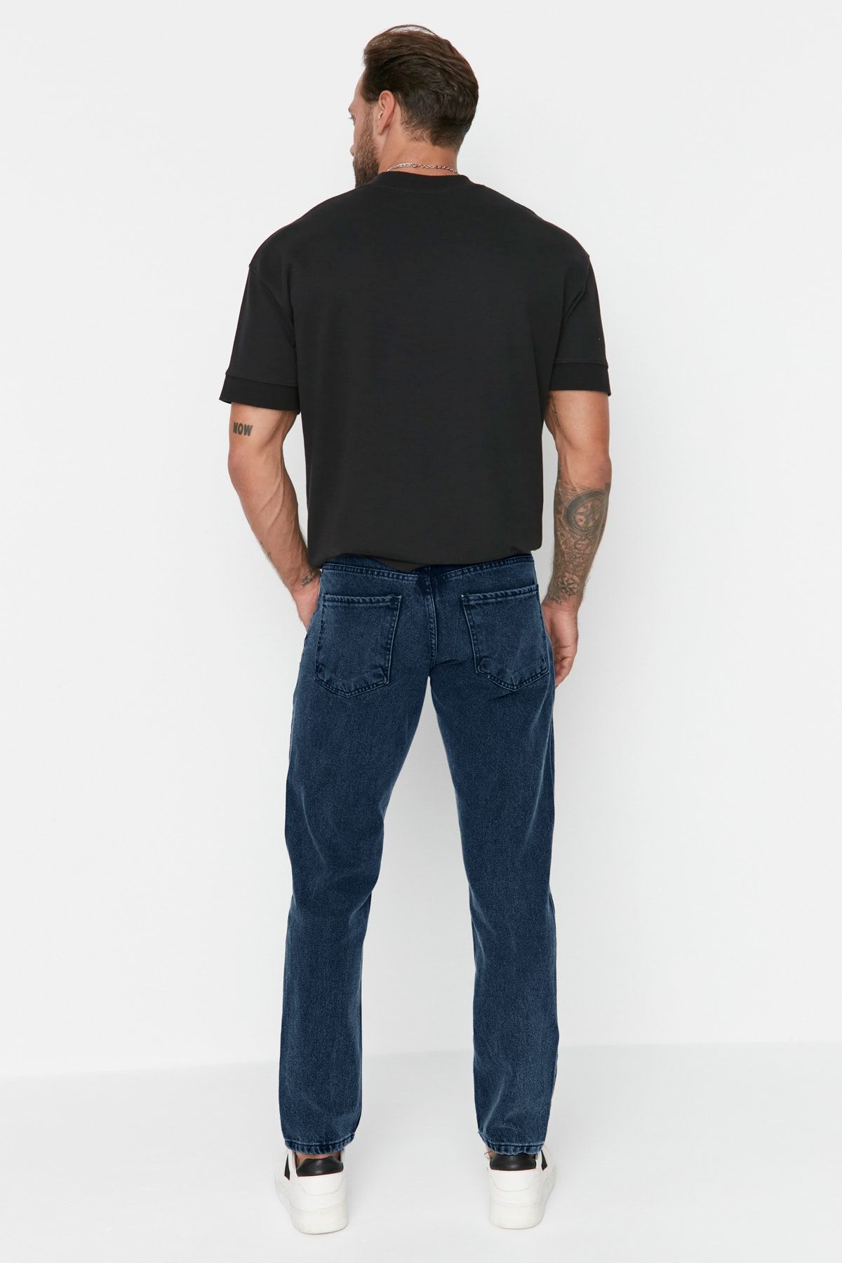 Trendyol Collection-Sötétkék 100% pamut Essential Fit Jeans farmer nadrág TMNAW23JE00104 5