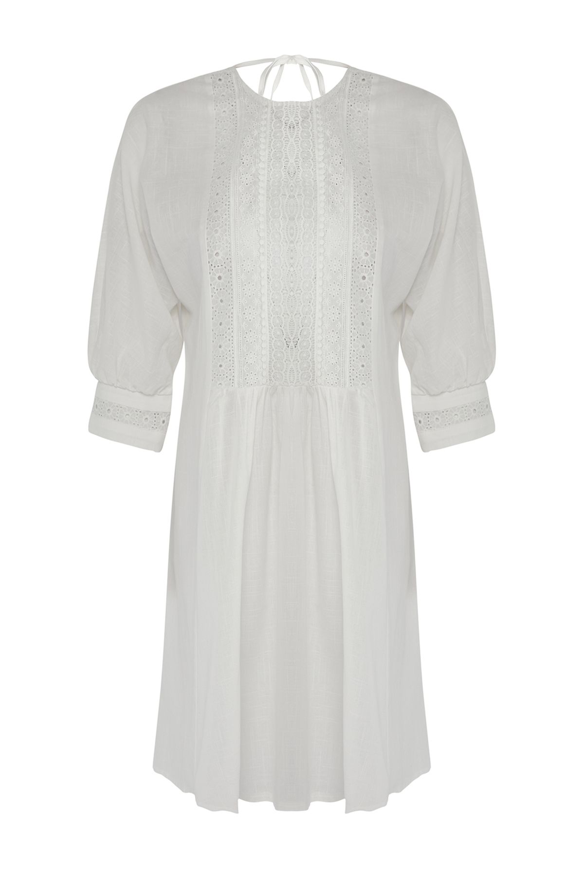 Trendyol Collection-Rochie albă*001 simplă, obișnuită, țesută midi din dantelă, 100% bumbac 6