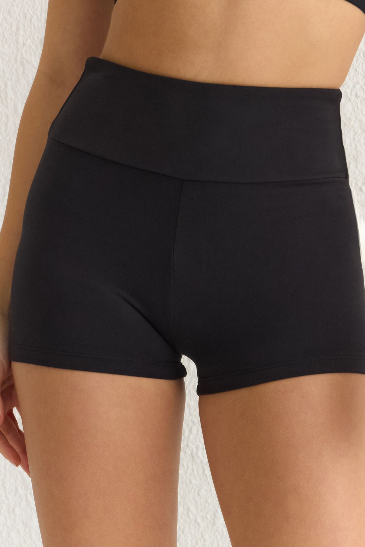 Trendyol Collection-Black Brushed Soft Fabric Knitted Sports Shorts/Short Leggings Thmss25Ty00006 4