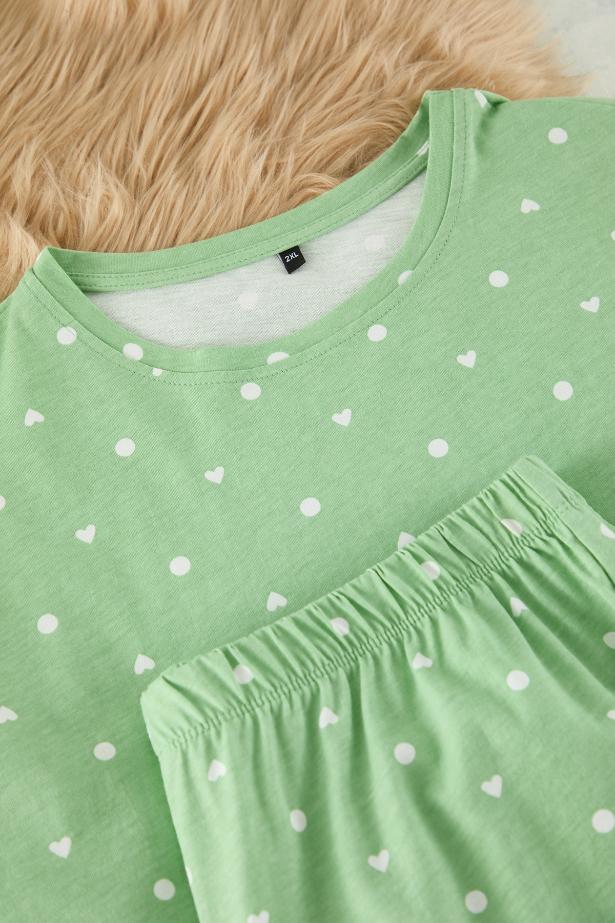 Trendyol Curve-Heart Pattern Mint Knitted Pajamas Set - Tbbss25Ai00023 7