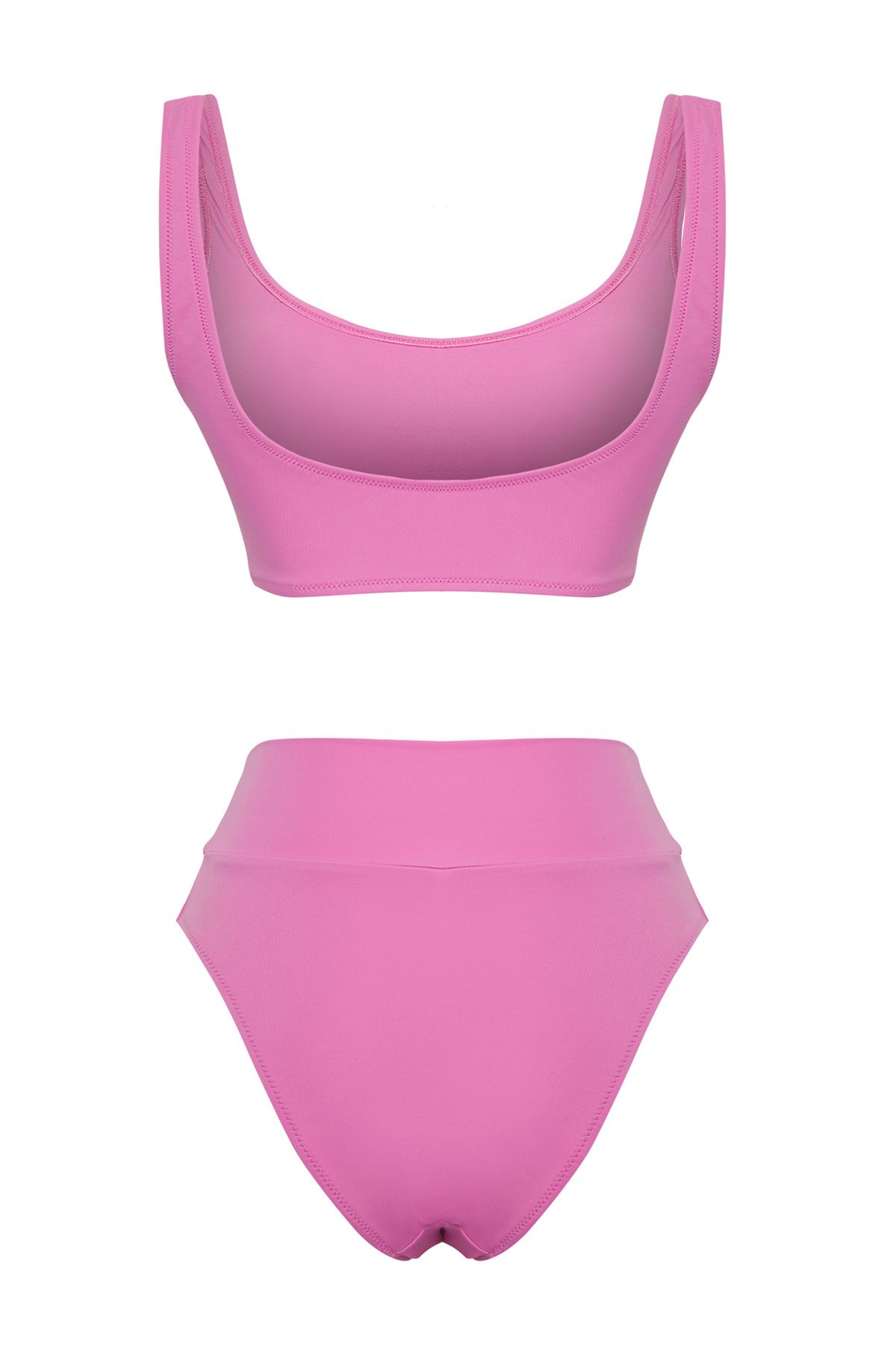Trendyol Collection-Rózsaszín*001 virágos Bralette búvár/Scuba magas derekú bikini szett 8