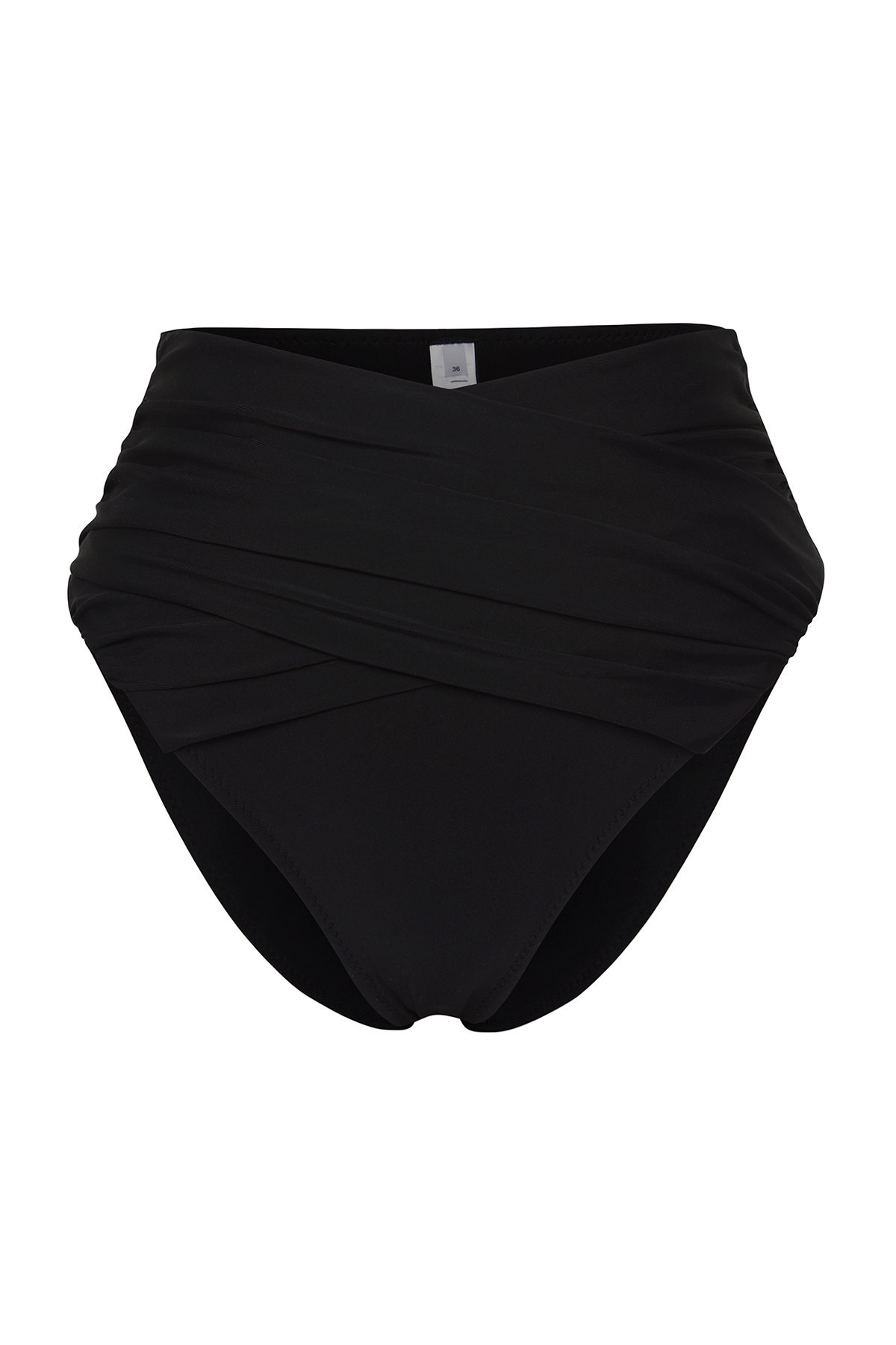 Trendyol Collection-Schwarz*001 Einfarbiges Höschen mit drapiertem Bikinioberteil mit hoher Taille 5