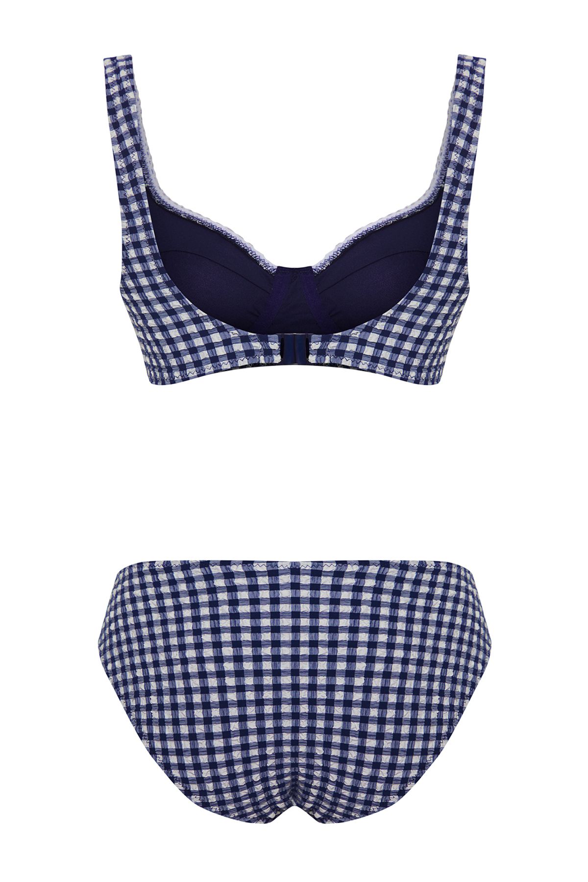Trendyol Collection-Gingham Patterned Balconette Stripe Detailed Textured Regular Bikini Set Tbess25Bt00003 6