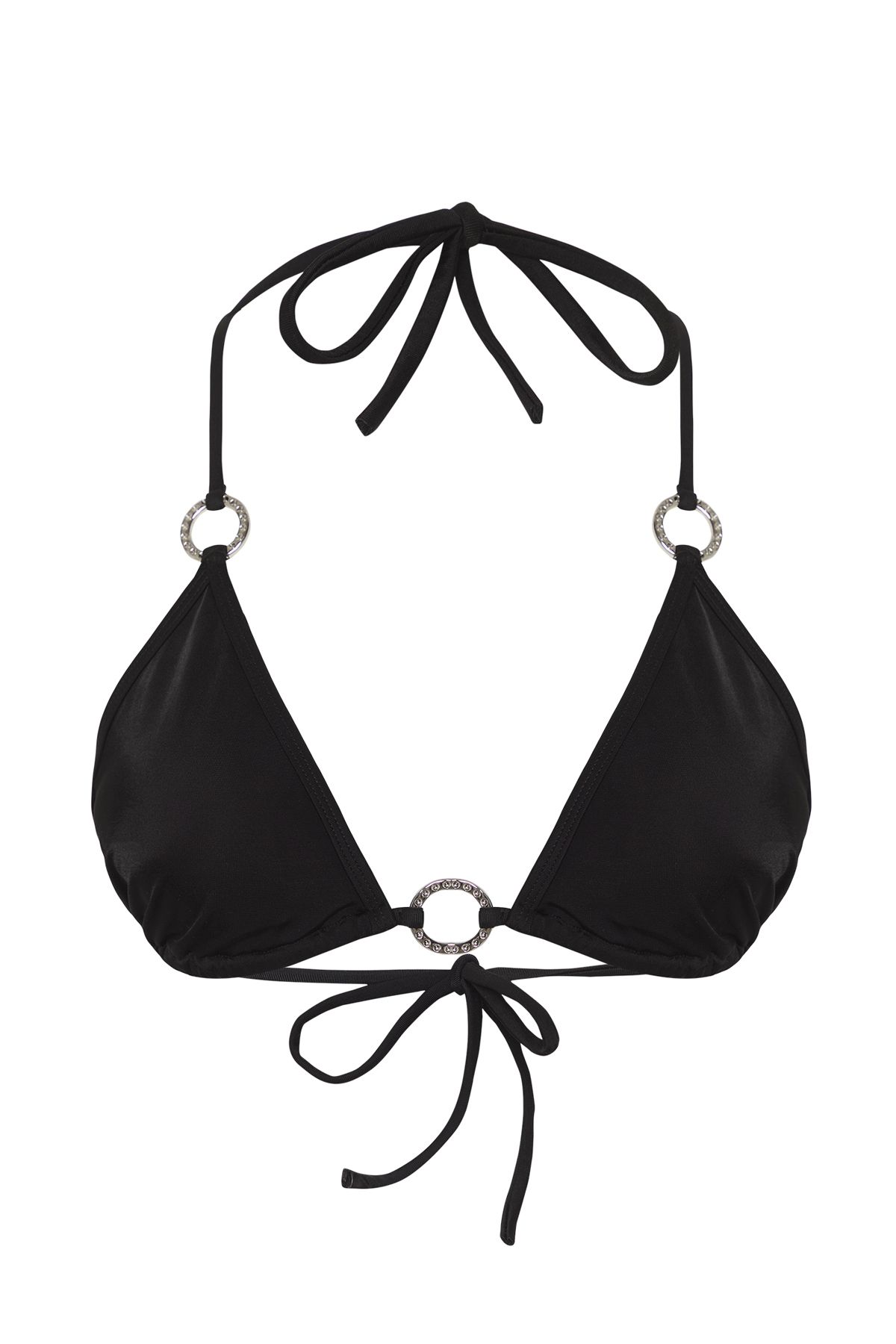 Trendyol Collection Czarny*001 Top Bikini Na Ramiączkach Z Płaskimi Dodatkami Kobieta - 42
