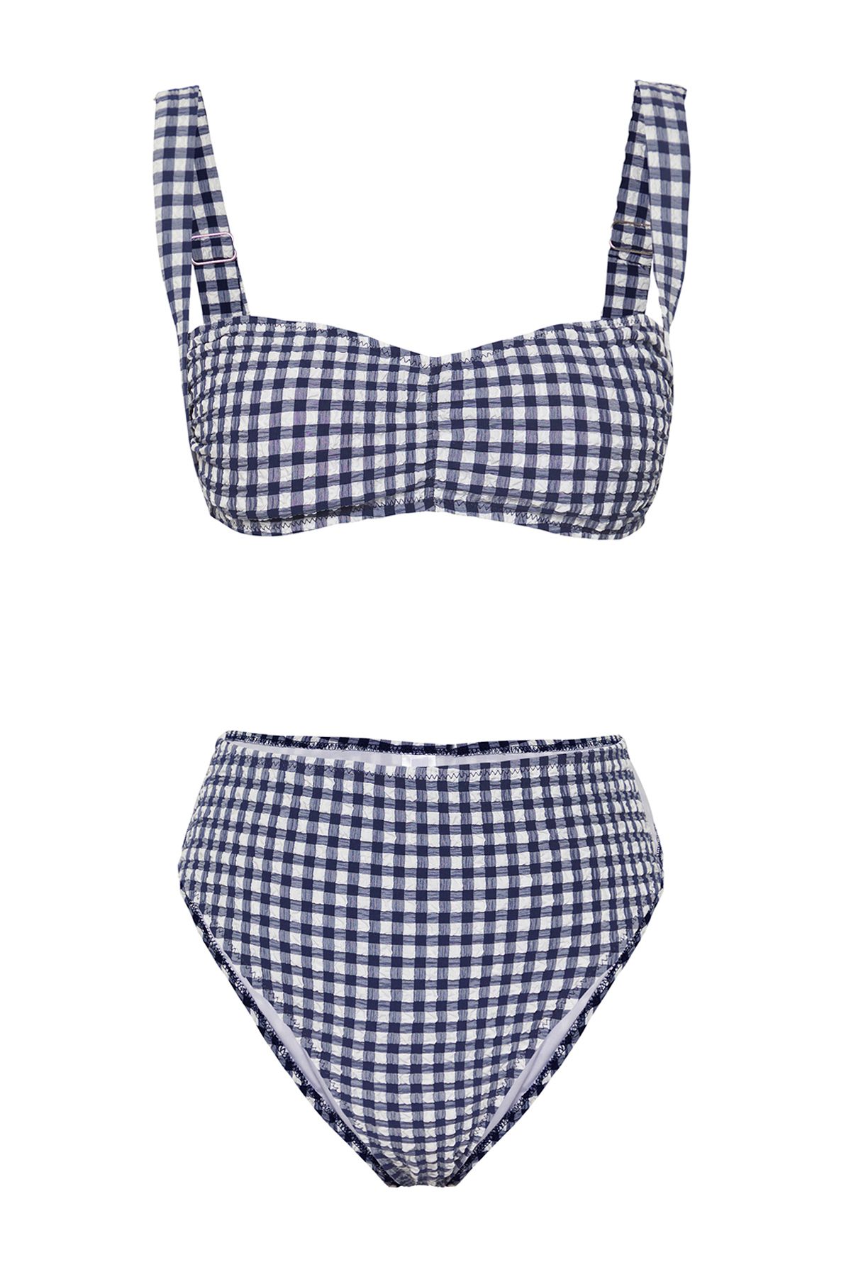Trendyol Collection-Gingham Pattern Bralette Textured Regular Pretty Bikini Set Tbess25Bt00036 6