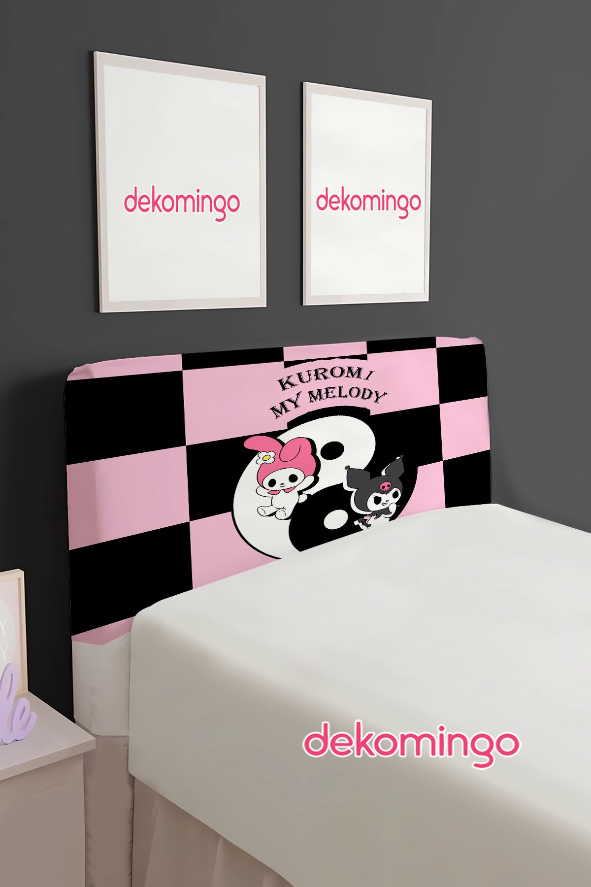 dekomingo KUROMİ VE MY MELODY DESENLİ BAZA BAŞLIK KILIFI ( TEK KİŞİLİK )