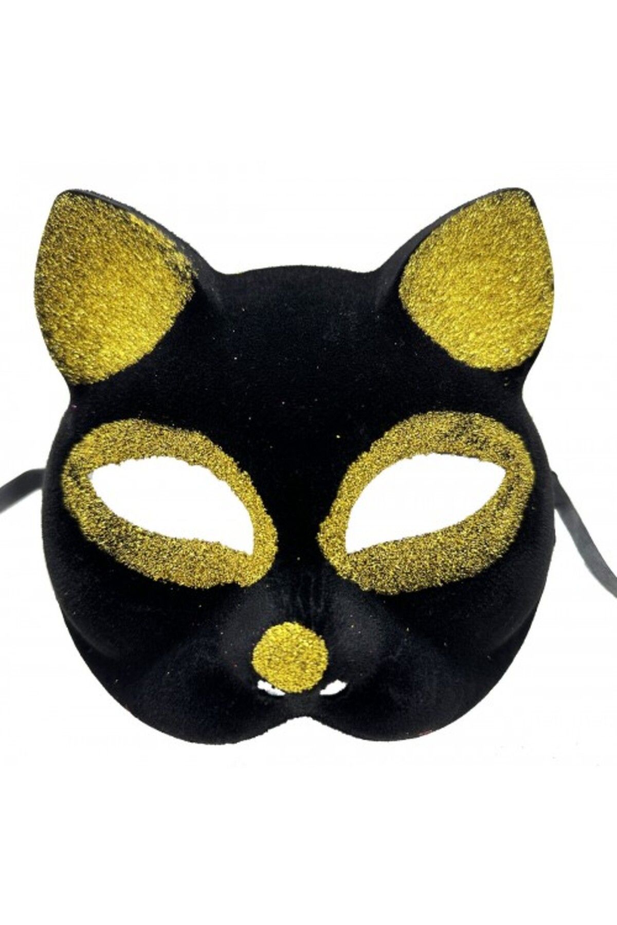 Mu Art Ahşap Siyah Renk Gold Simli Kedi Maskesi